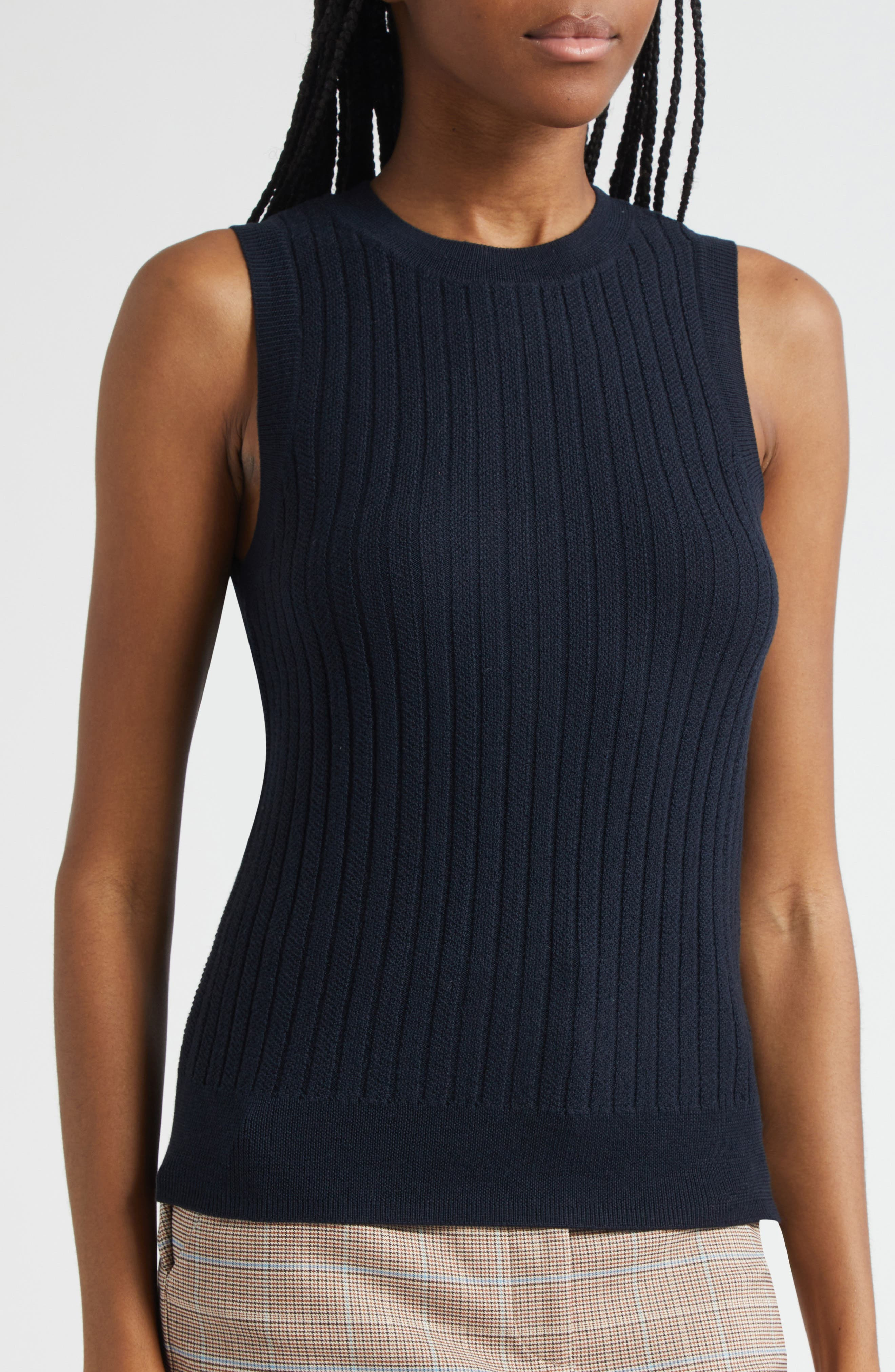 Veronica Beard Jerrel Rib Merino Wool Tank in Navy at Nordstrom - 5