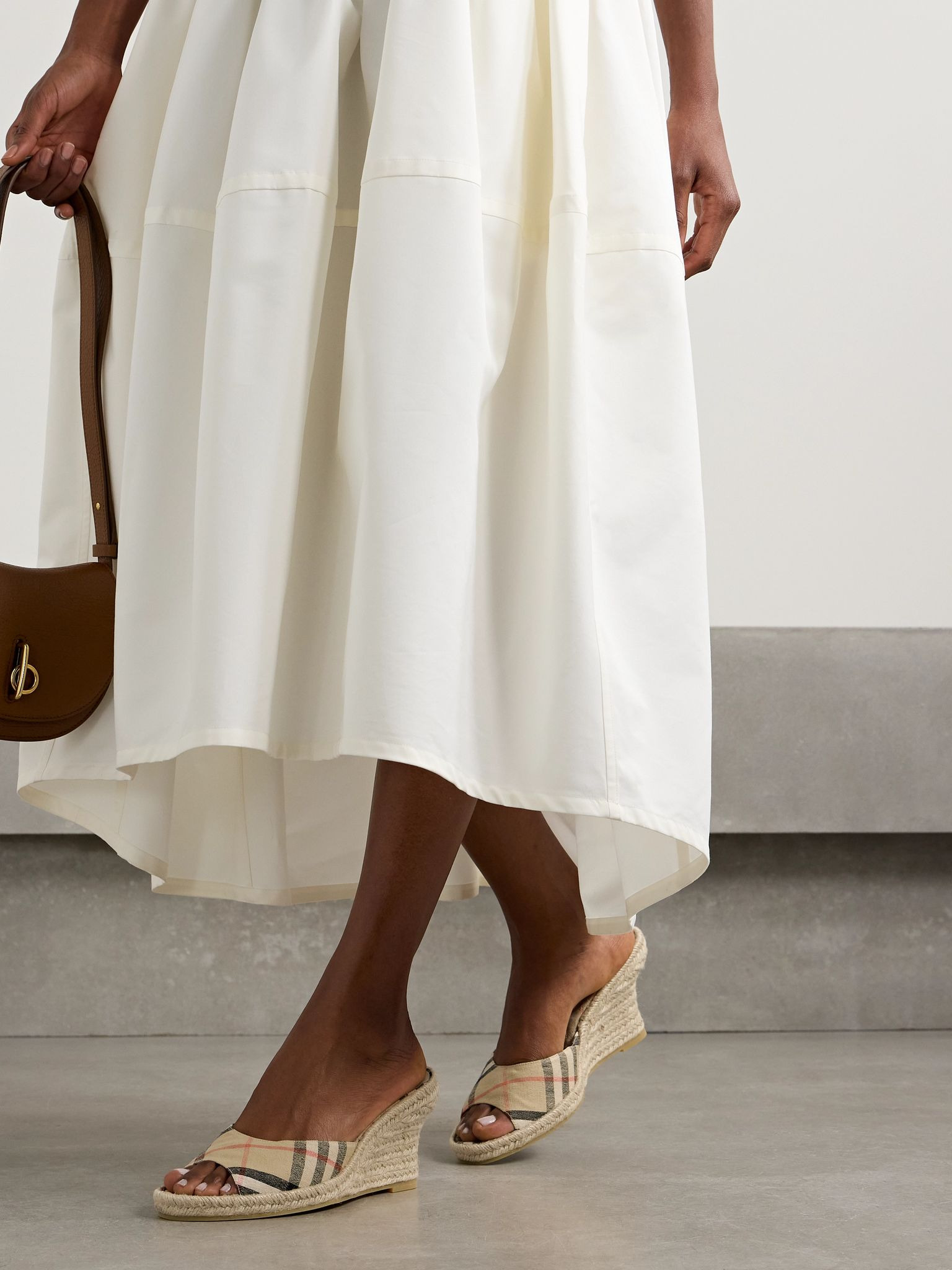 Checked canvas-jacquard espadrille wedge mules Beige - 2