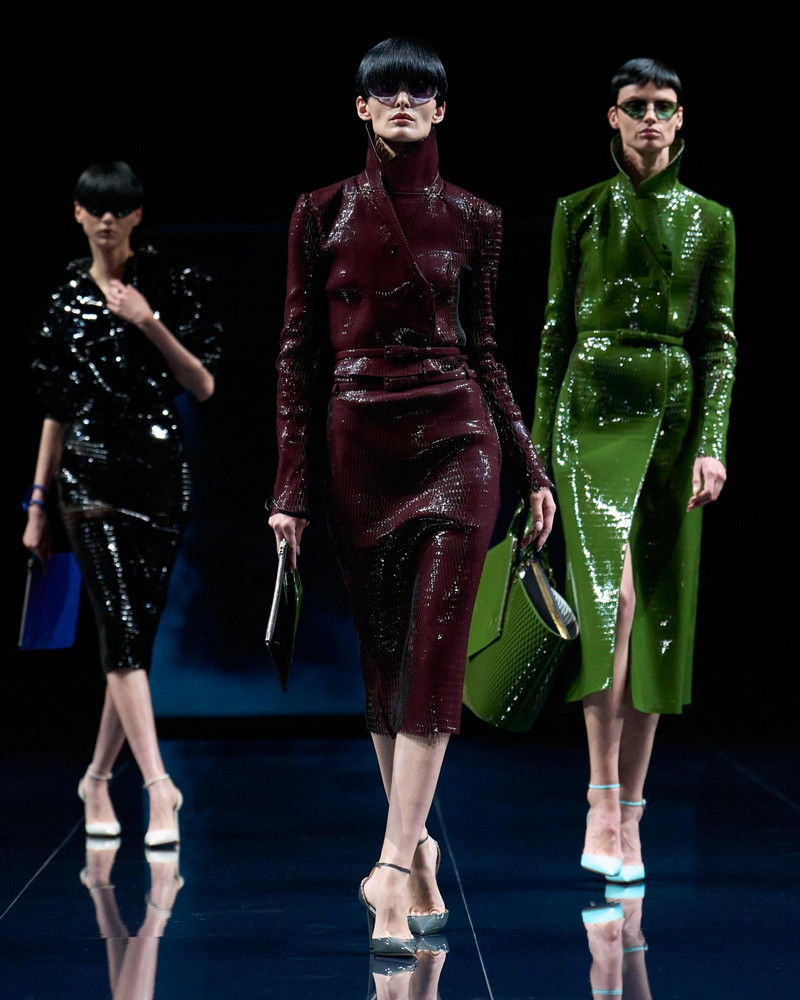 PERFORATED PATENT CALF LEATHER DOUBLE BREASTED JACKET 5