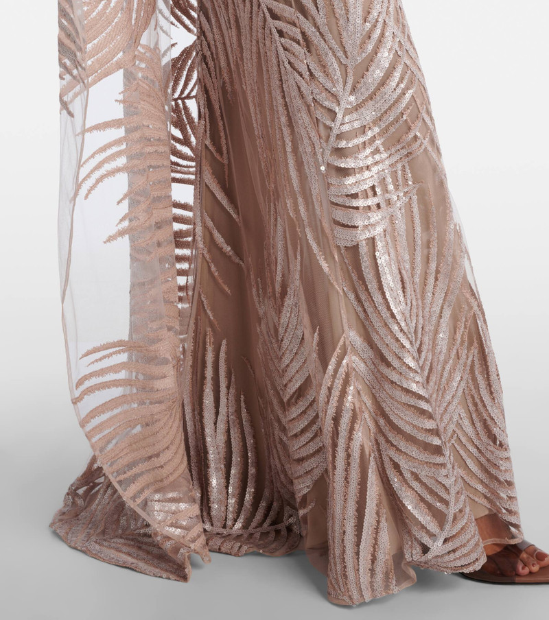 Embroidered sheer tulle gown 6