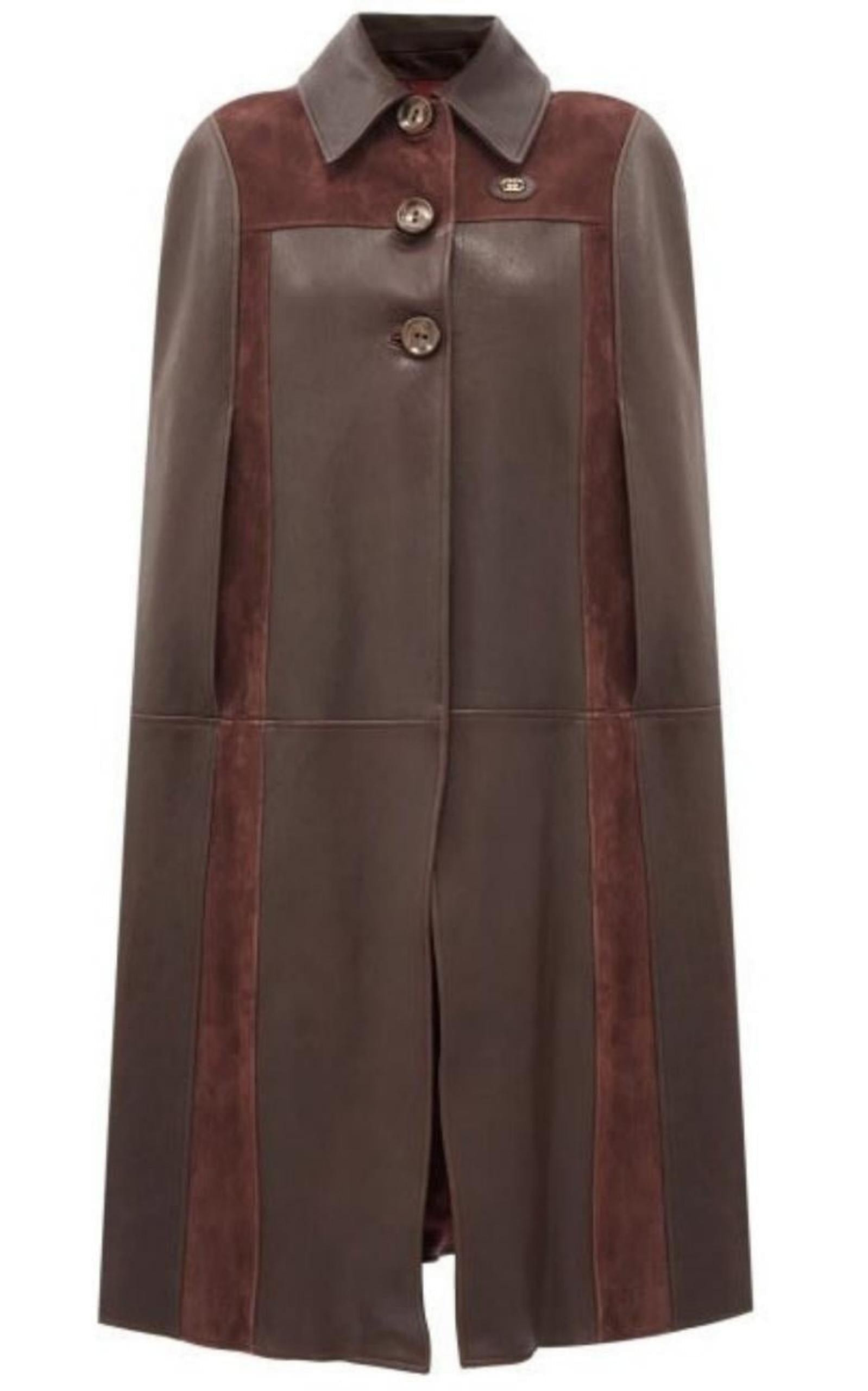 GG-logo Leather And Suede Cape - 1