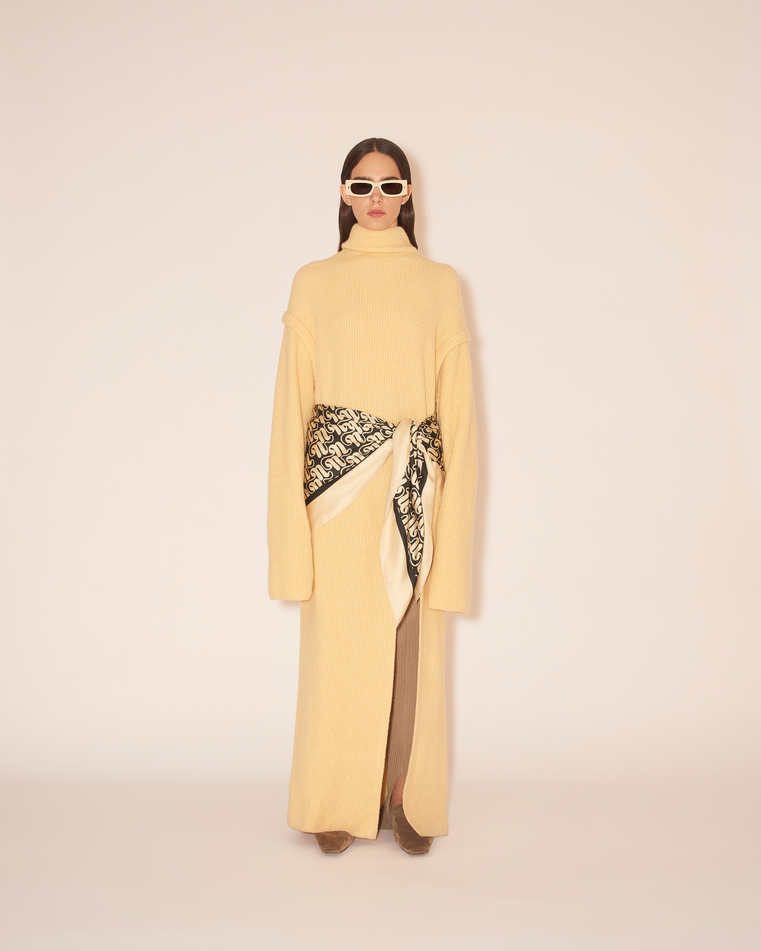 GIDA - Split sweater dress - Pale yellow - 4