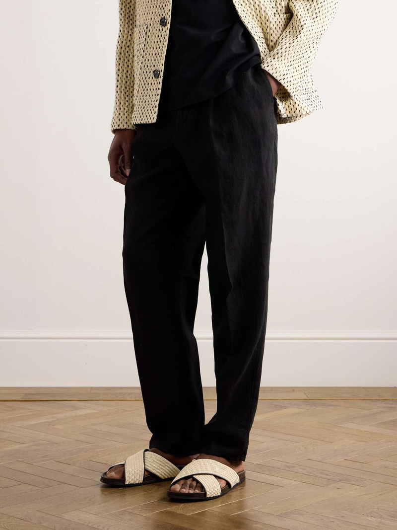Manolo Blahnik Chiltern Leather-Trimmed Raffia Sandals outlook