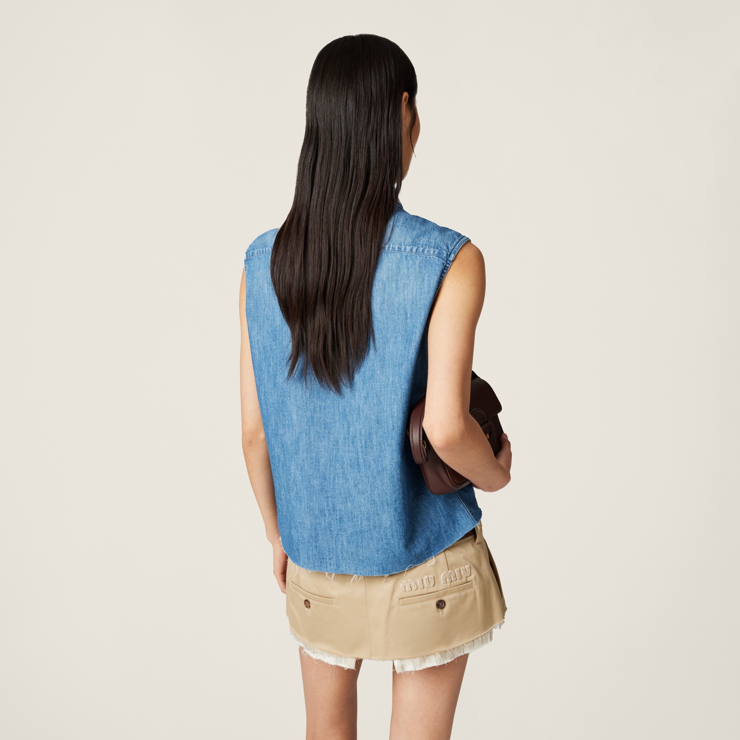 Sleeveless chambray shirt - 3