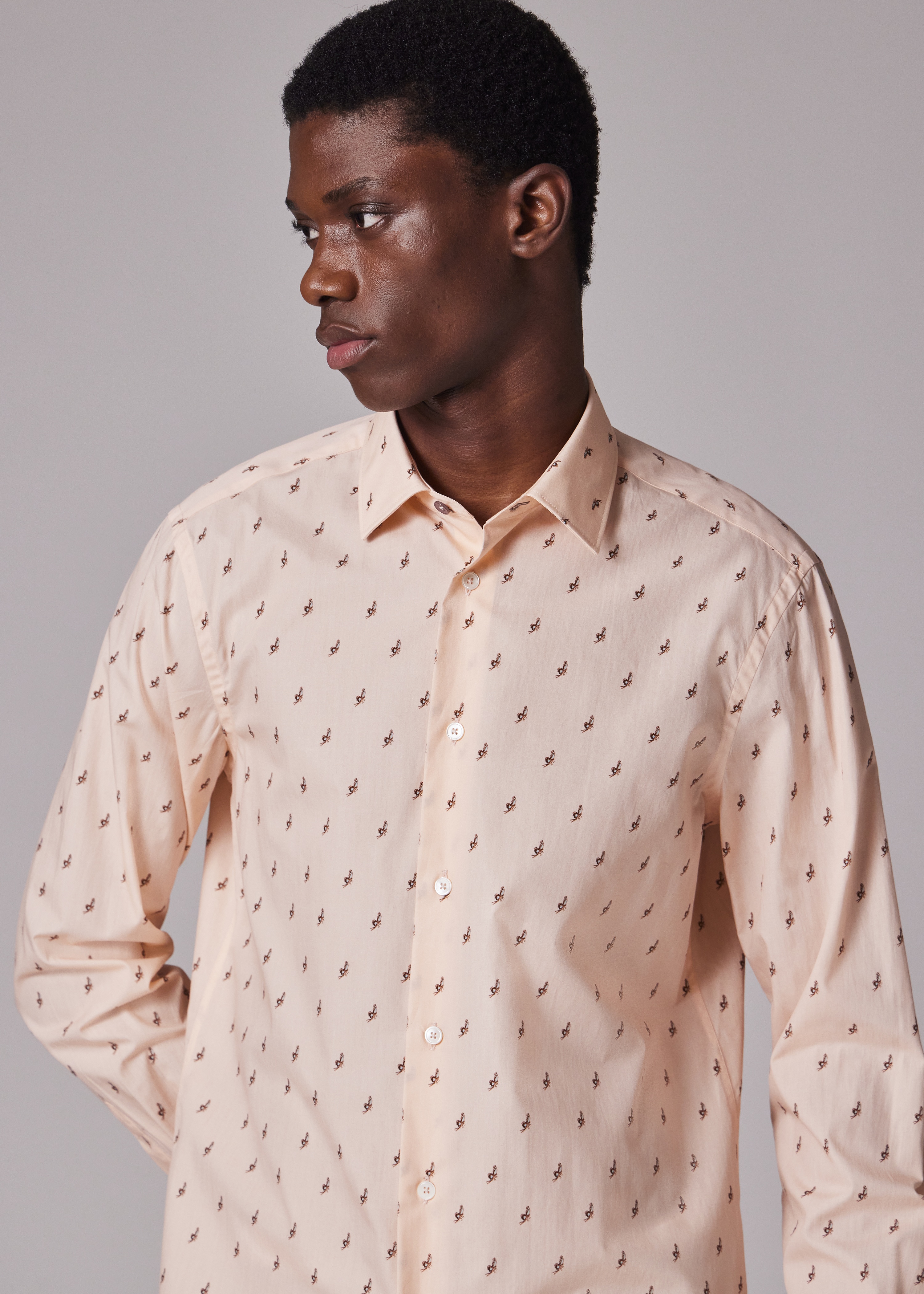Tailored-Fit Pink 'Butterfly' Print Shirt - 4