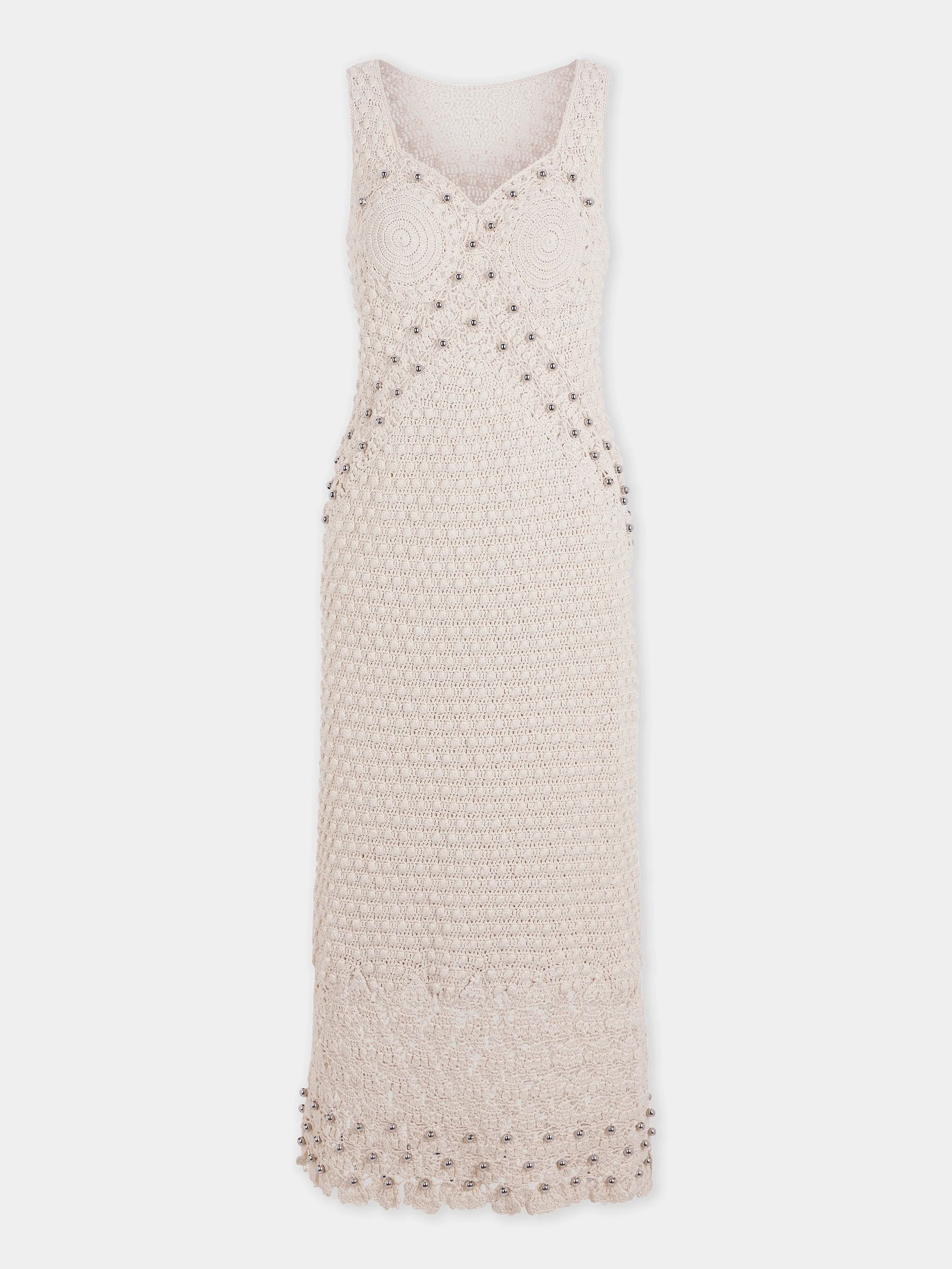 HANDMADE MIDI DRESS IN ECRU CROCHET - 1