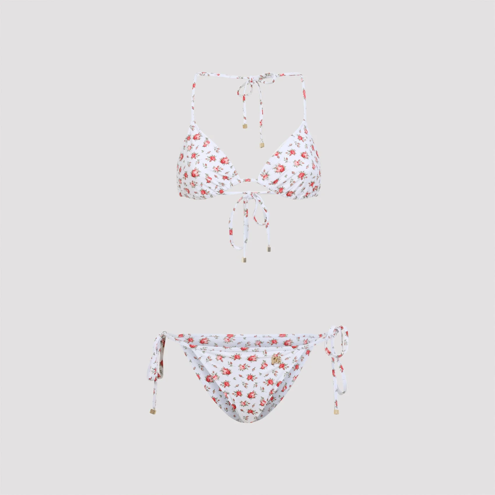 DOLCE & GABBANA Triangle Bikini with DG Logo Print - 1