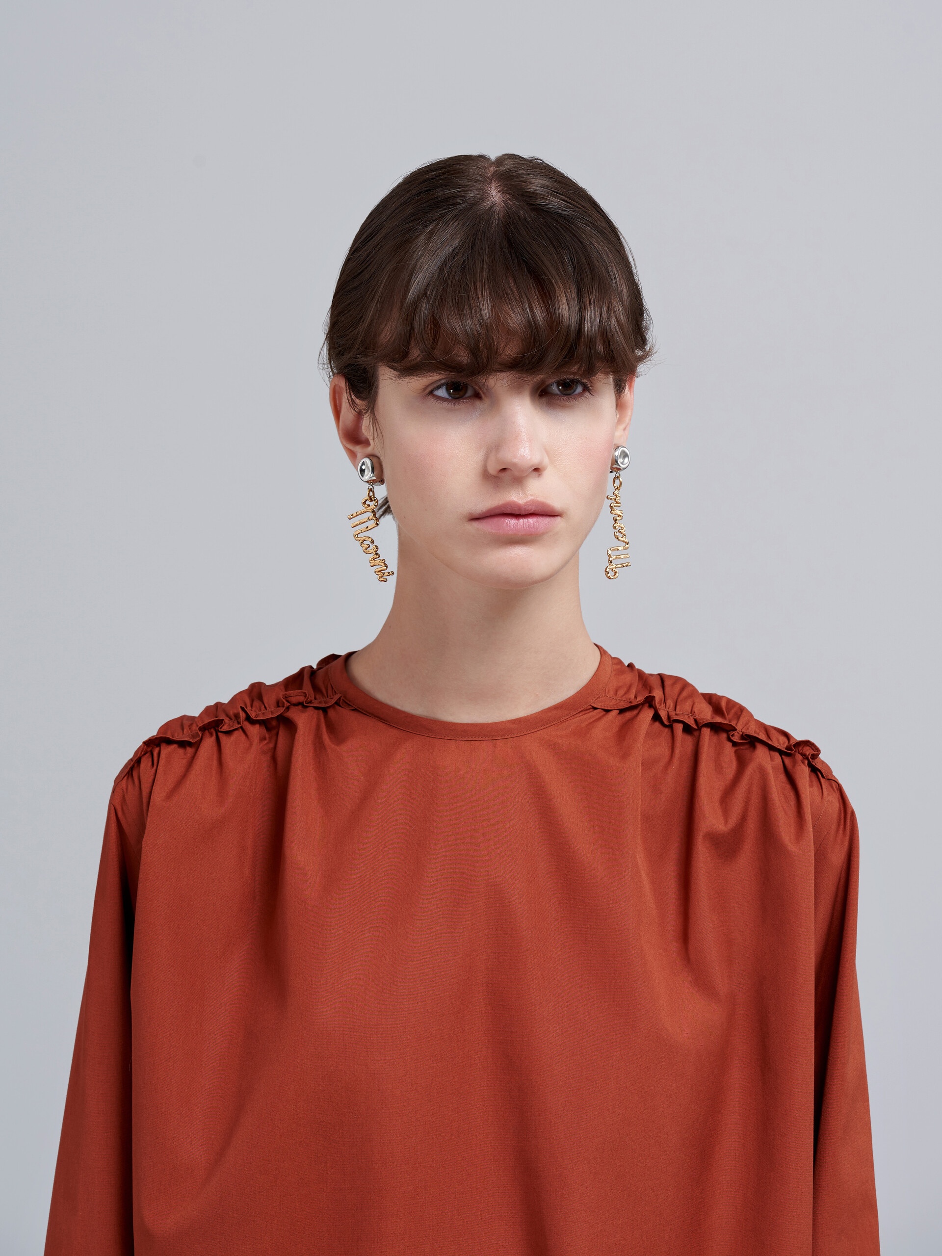 BROWN COTTON POPLIN SHIRT - 4