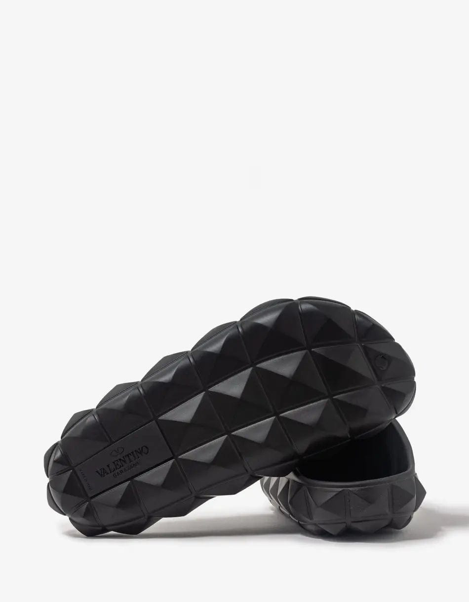 Valentino Black Roman Stud Turtle Clog - 7