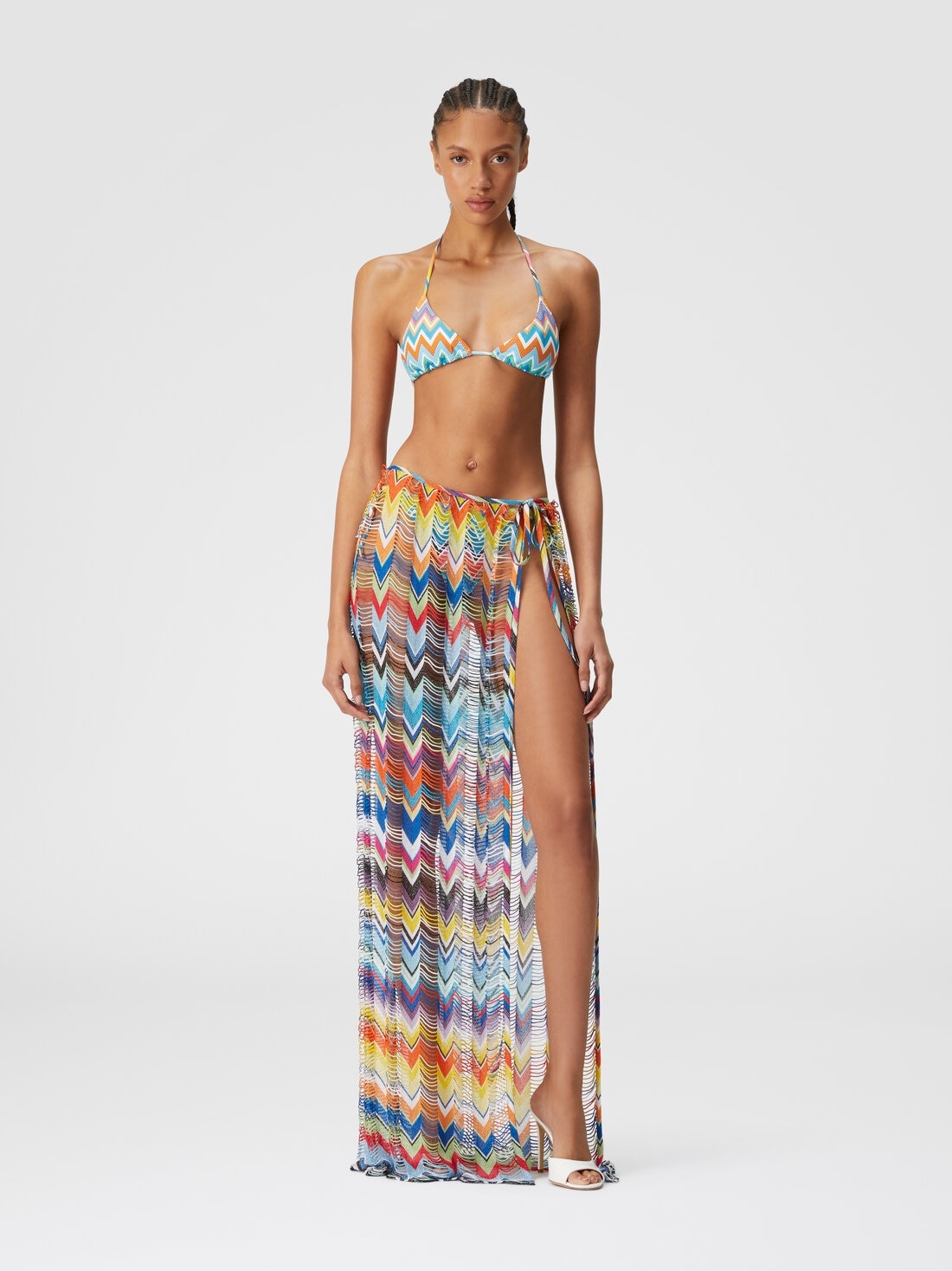 Long wide weave cover-up skirt with lurex - 2