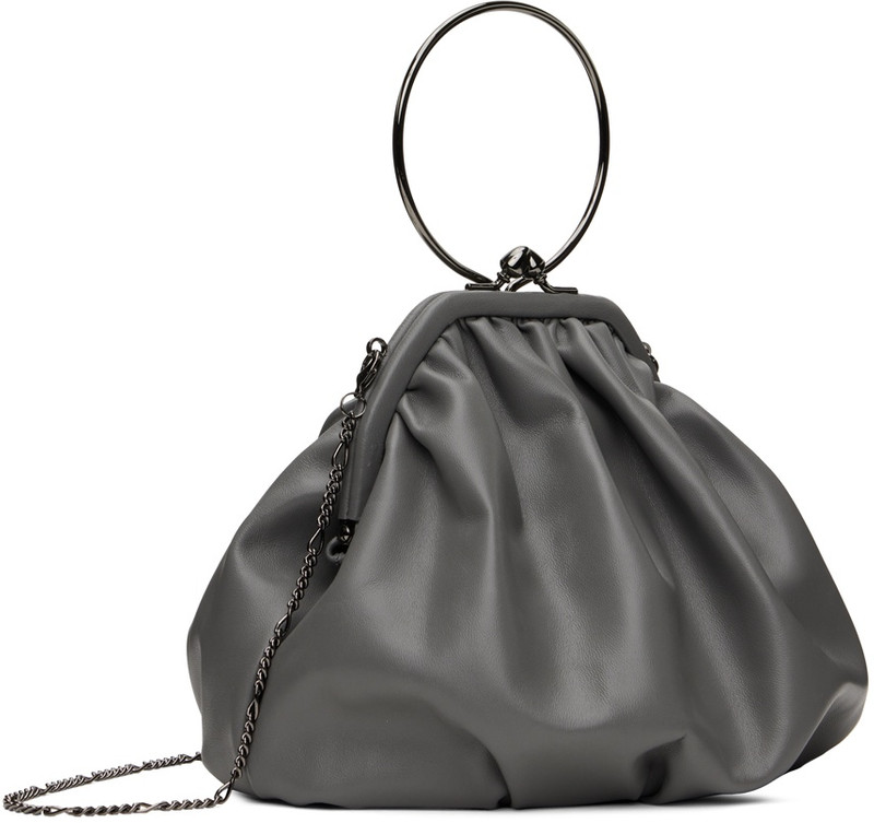 Yohji Yamamoto Gray discord Clasp Drape Bag outlook