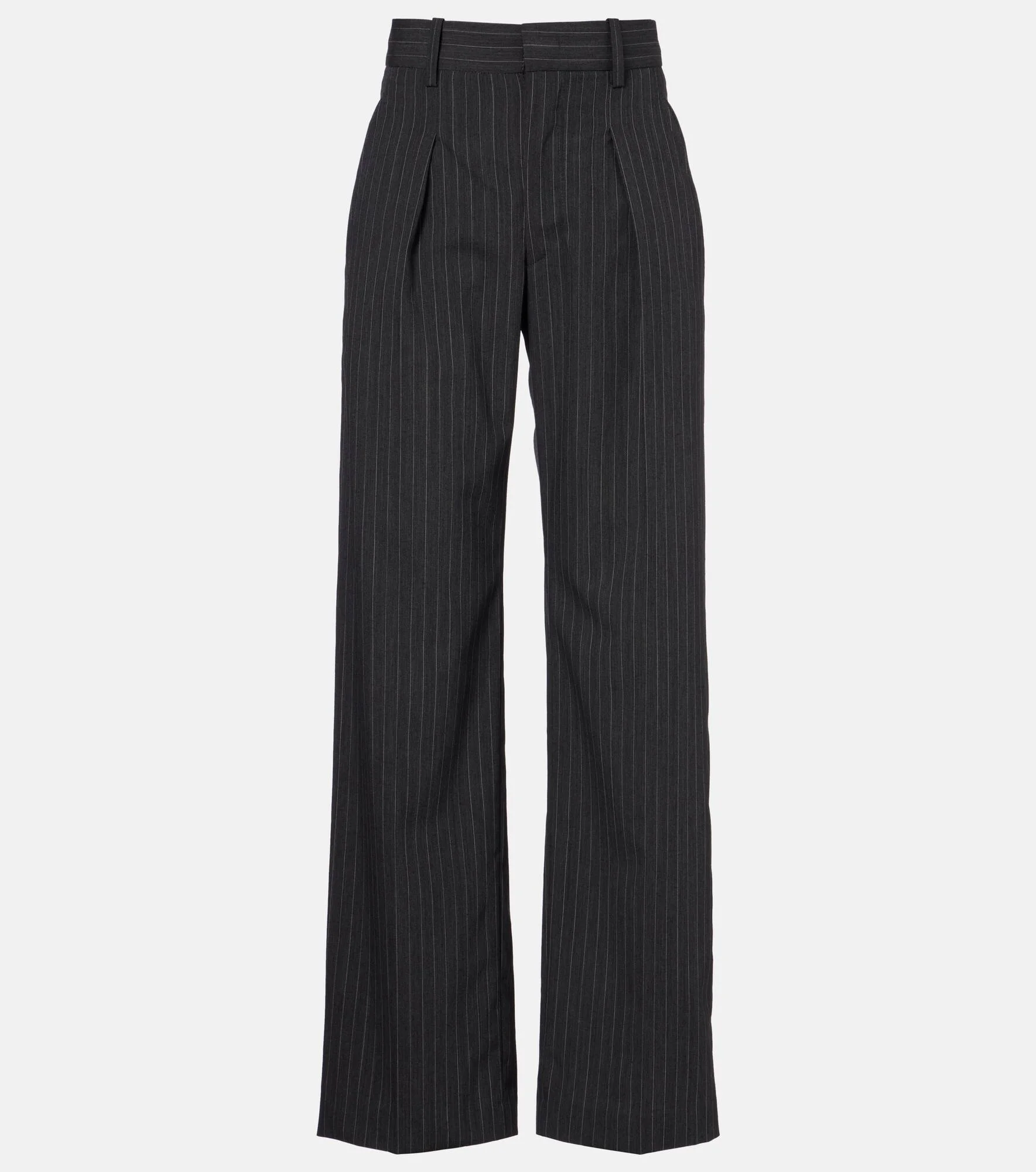 Pinstriped wool-blend straight pants - 1