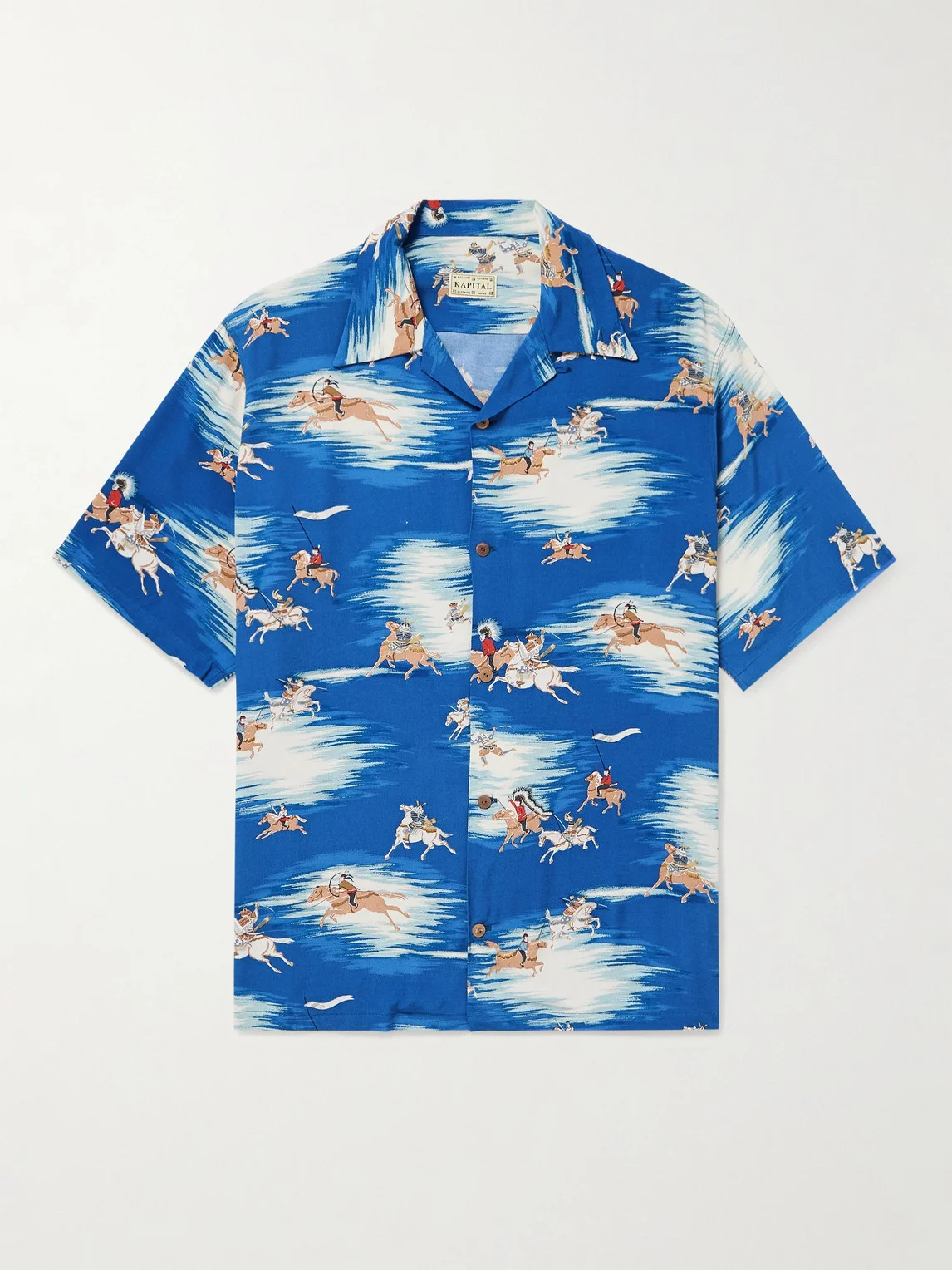 Convertible-Collar Printed Crepe Shirt - 1