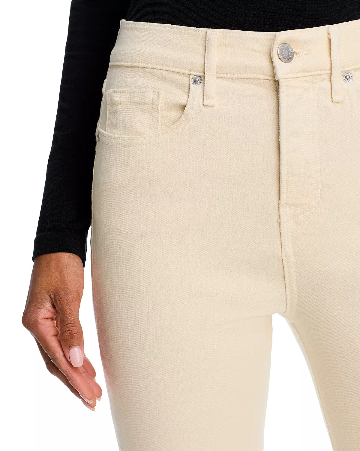 Carson High Rise Ankle Flare Jeans in Ecru - 6