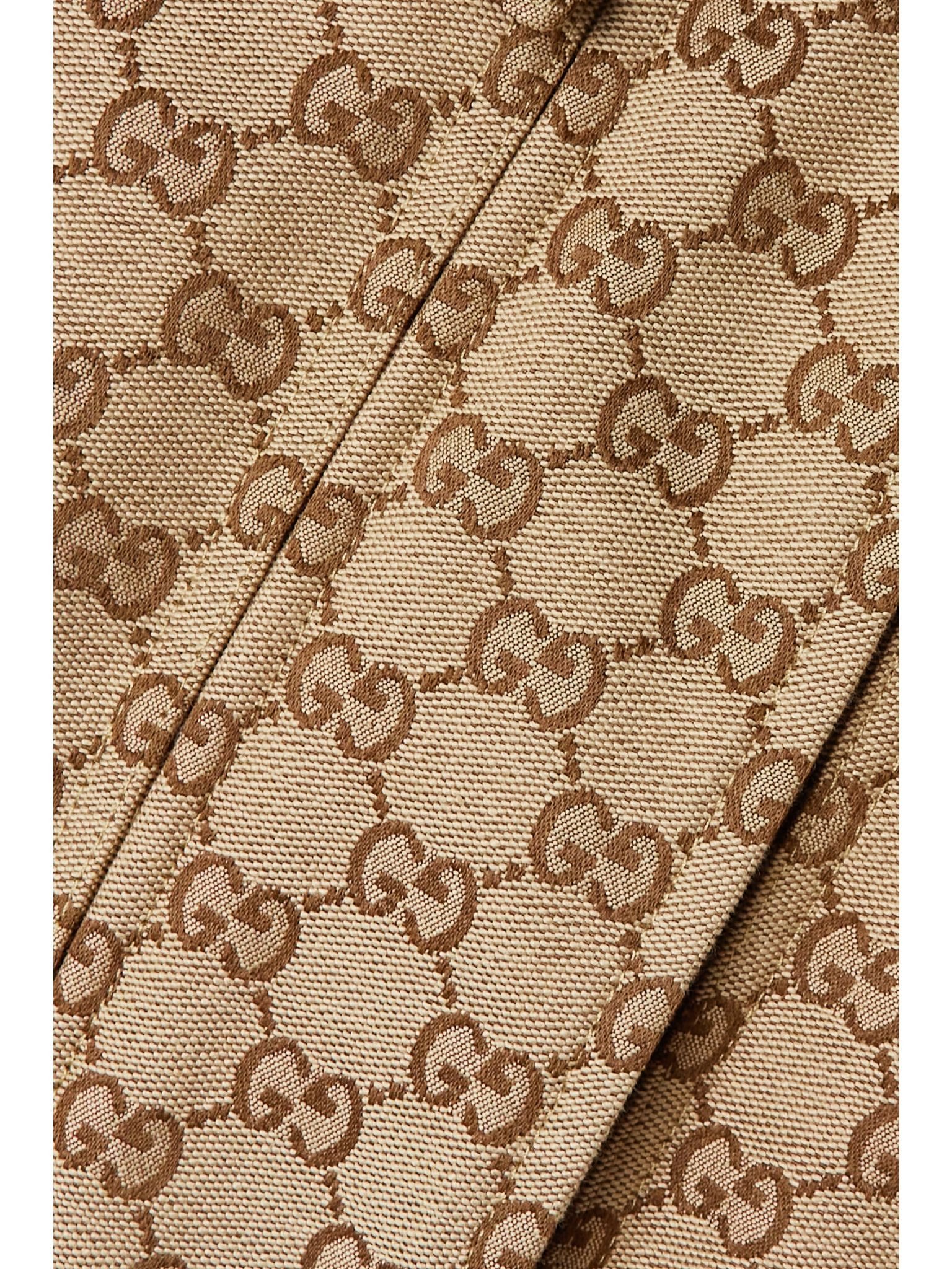Hooded padded cotton-blend logo-jacquard down jacket Camel - 5