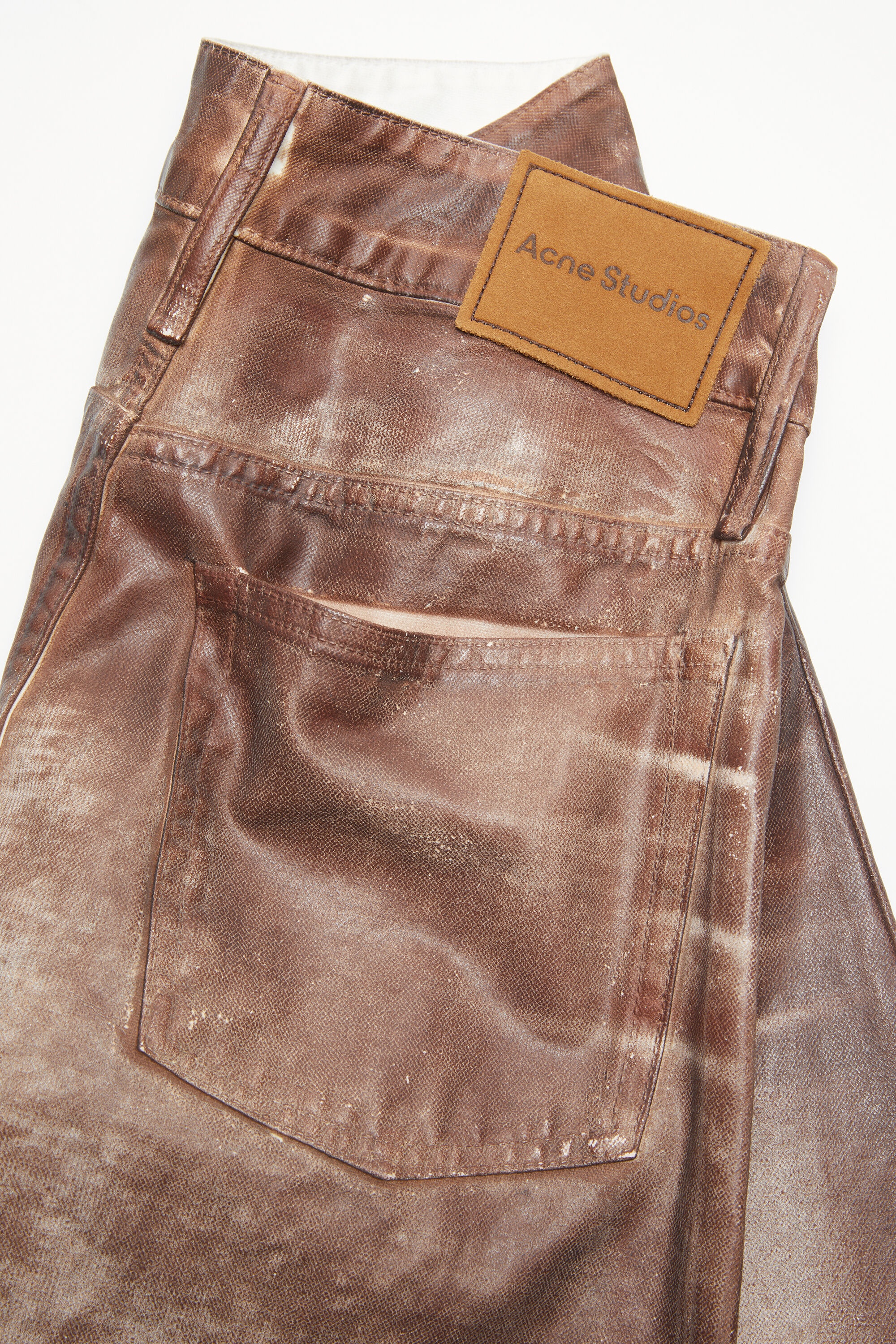 Relaxed fit waxed jeans - Caramel/white - 5