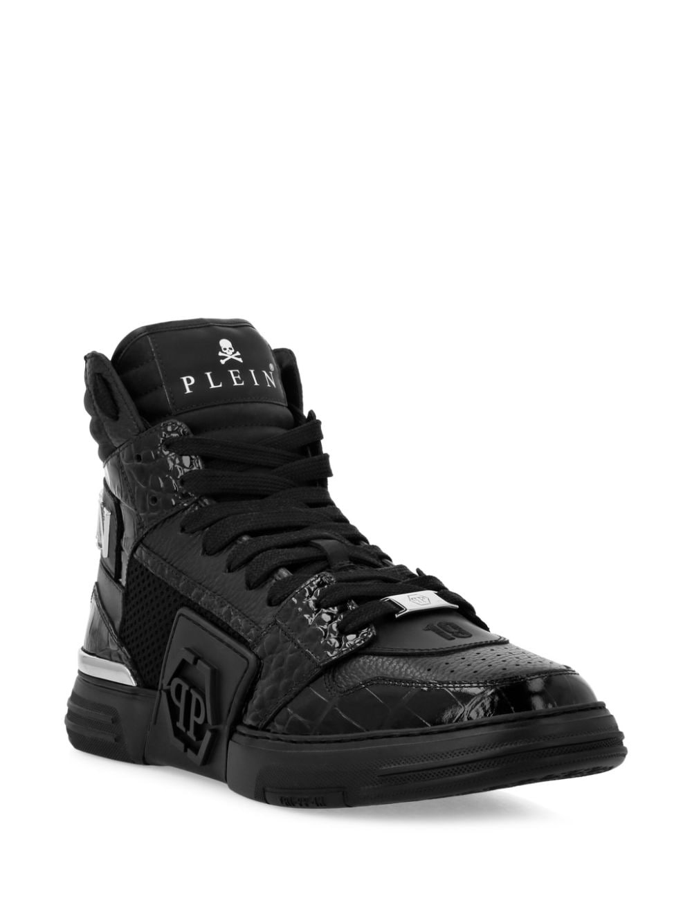 Hexagon leather hi-top sneakers - 2