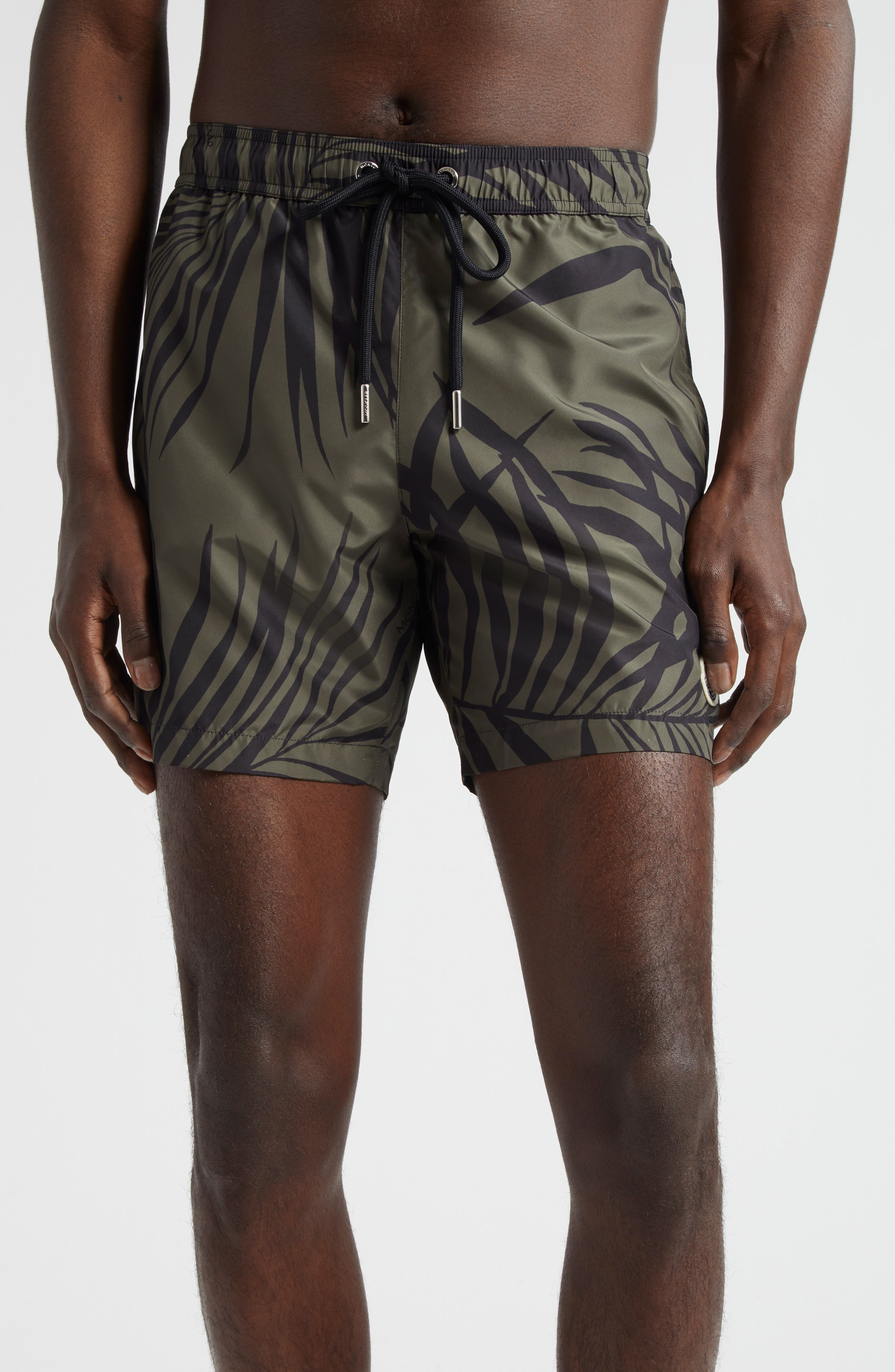 Palm Print Swim Trunks - 1