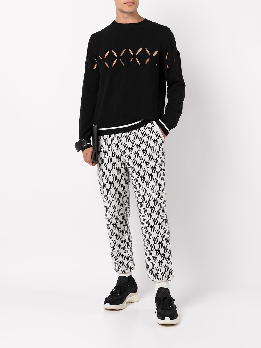 monogram intarsia-knit track pants - 2