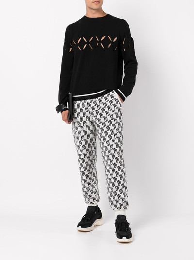 We11done monogram intarsia-knit track pants outlook