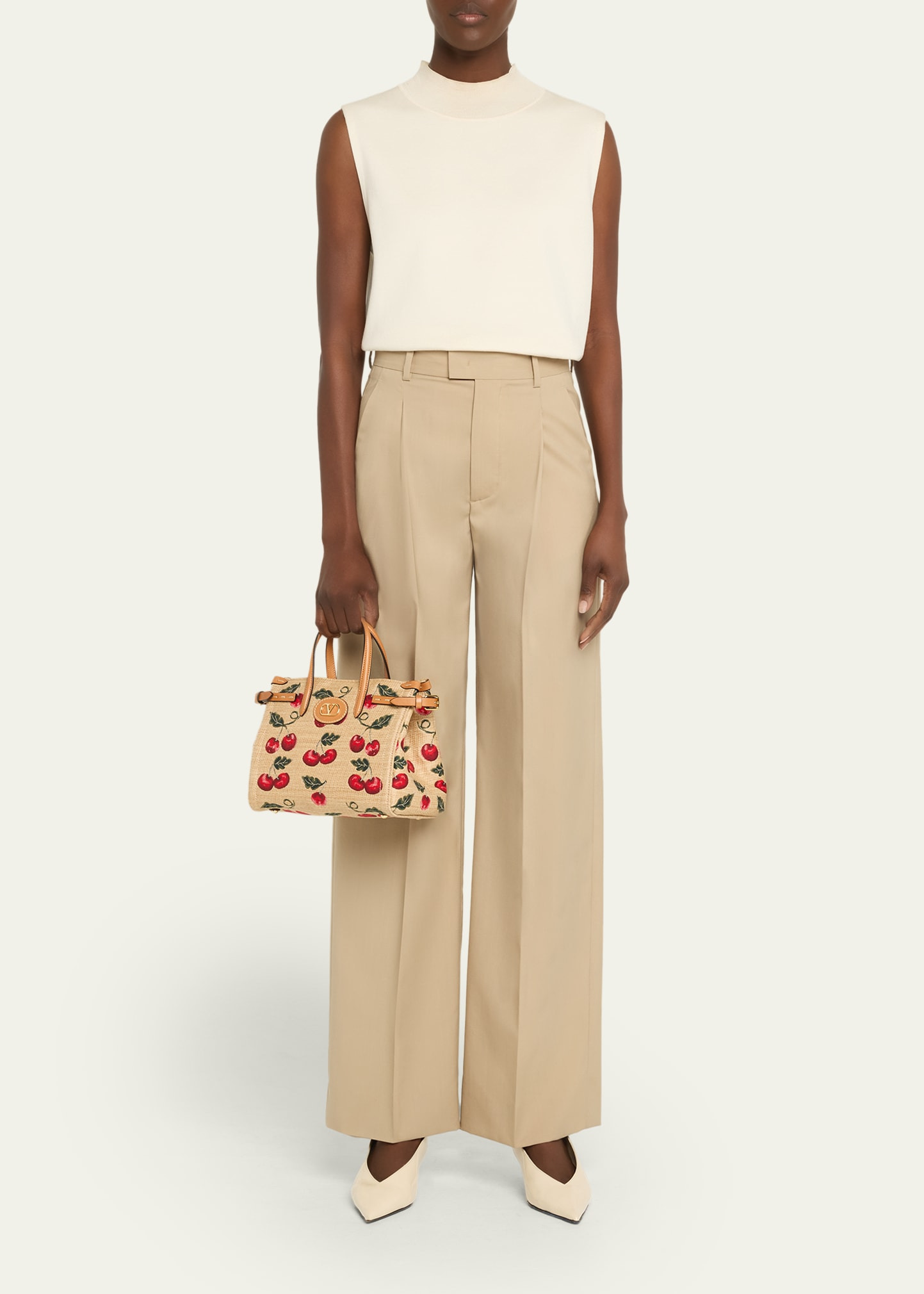 Antibes Small Raffia Cherry Jacquard Tote Bag - 6