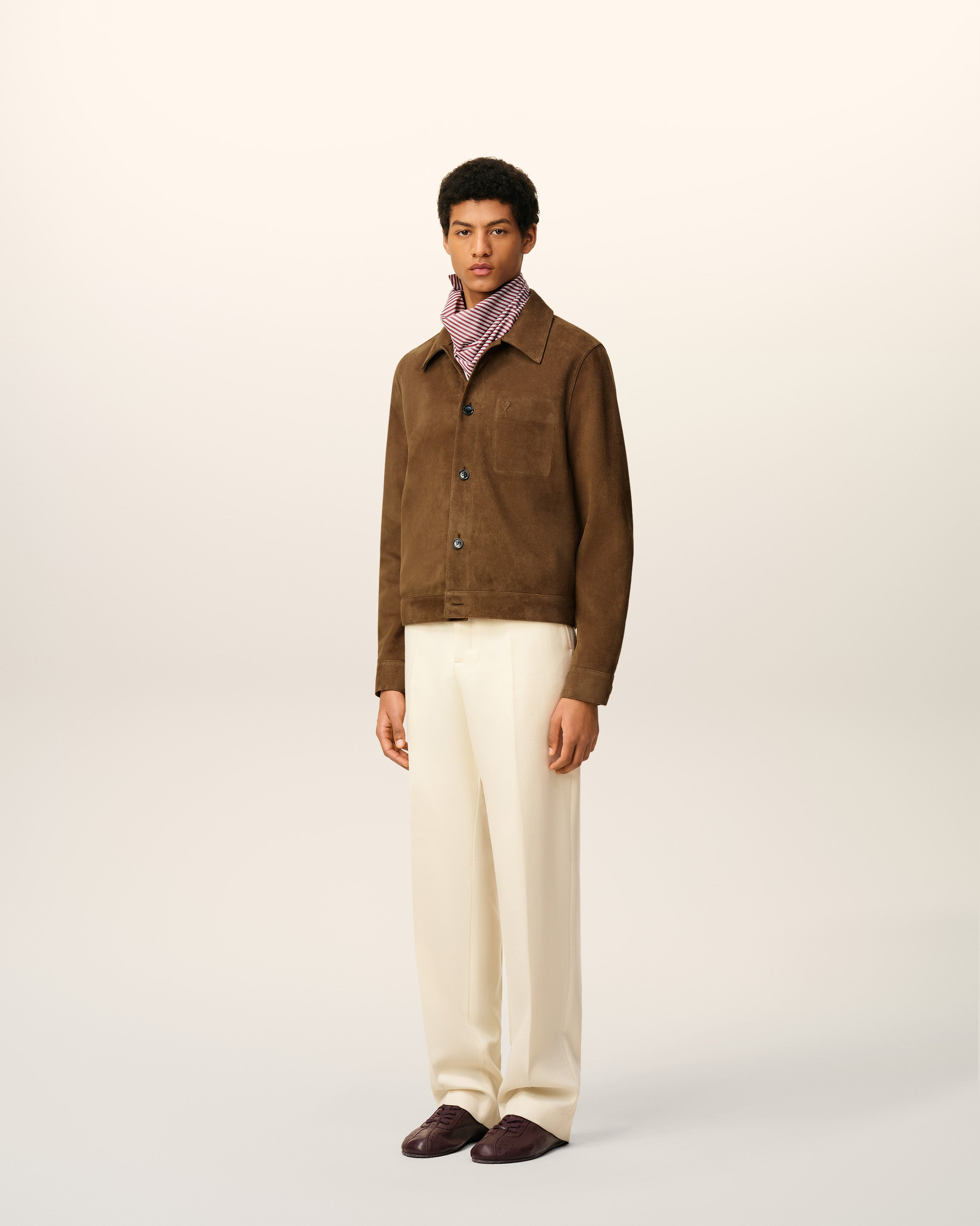 BROWN LEATHER BUTTONED AMI DE COEUR JACKET - 6