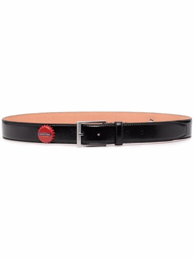 bottle-cap leather belt - 1