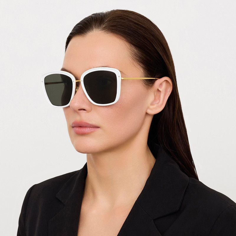 LINDA FARROW Anais Sunglasses in White outlook