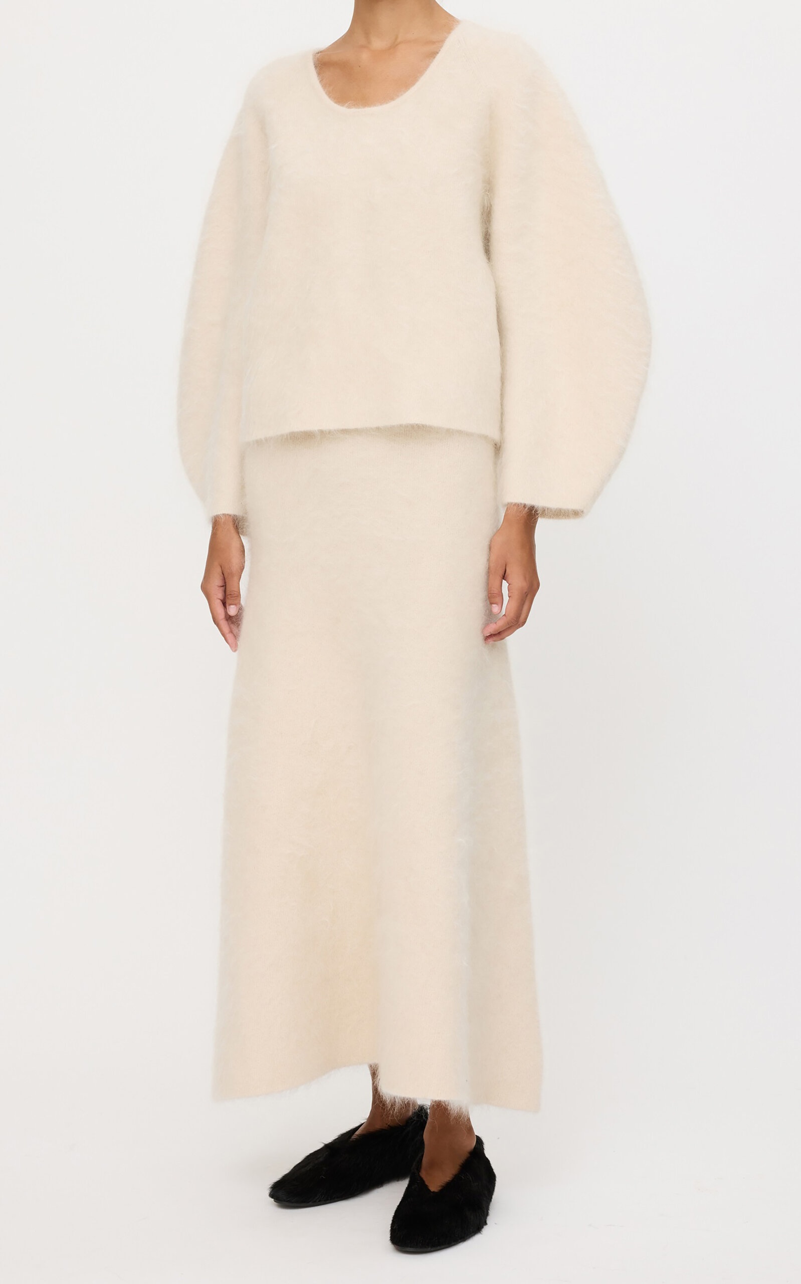 Christina Knit Wool-Blend Maxi Skirt ivory - 3