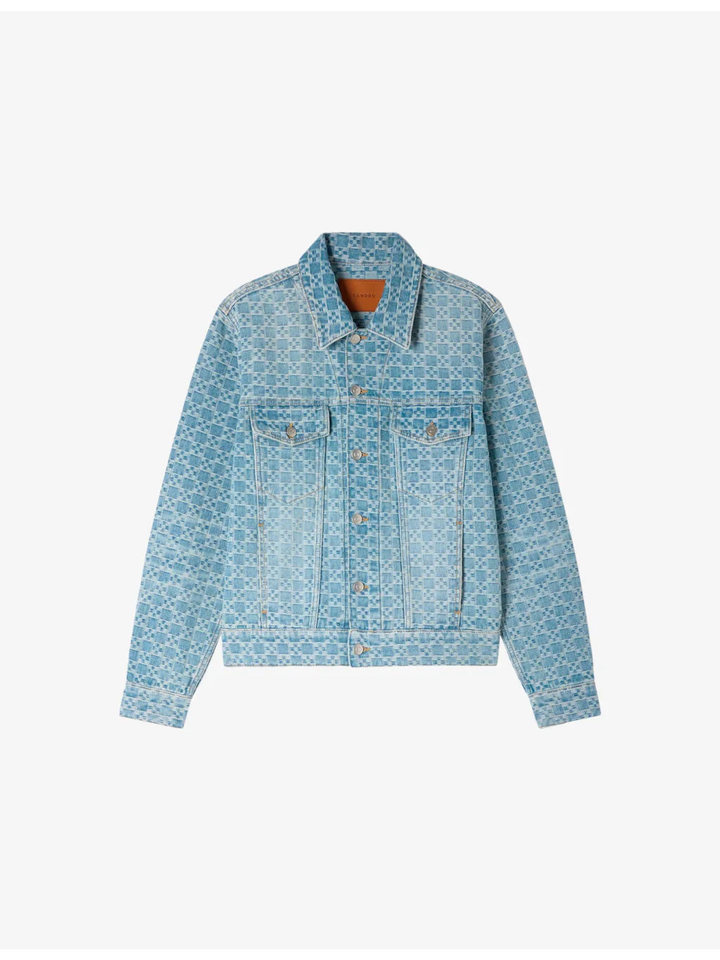 Square-Pattern Four-Pocket Denim Jacket - 1
