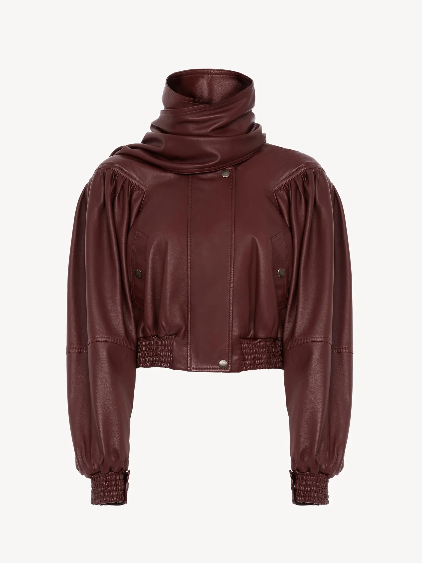 CROPPED SCARF JACKET IN LEATHER - 1
