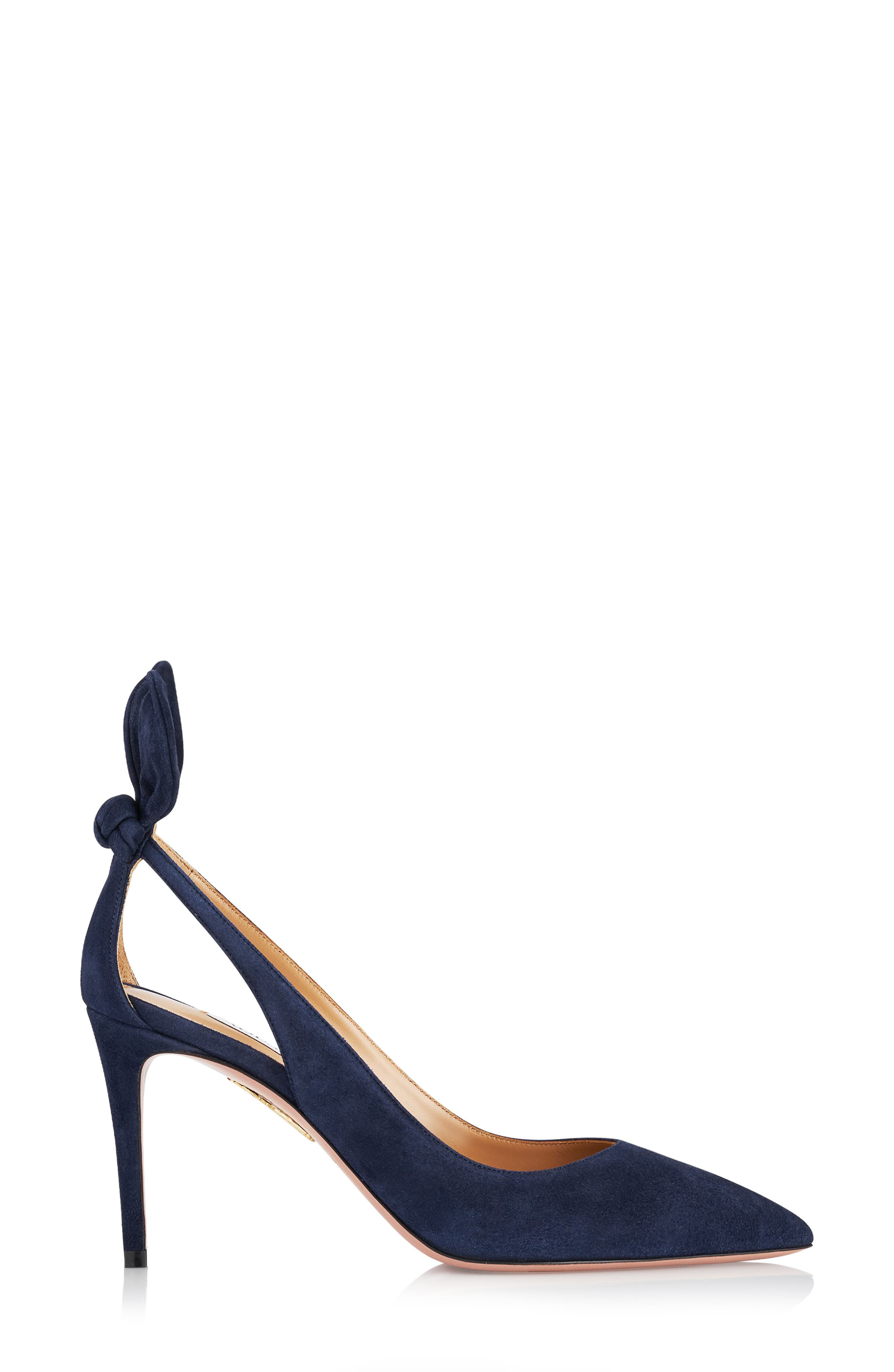 Aquazzura Bow Tie Pointed Toe Pump in Mezzanotte at Nordstrom - 3