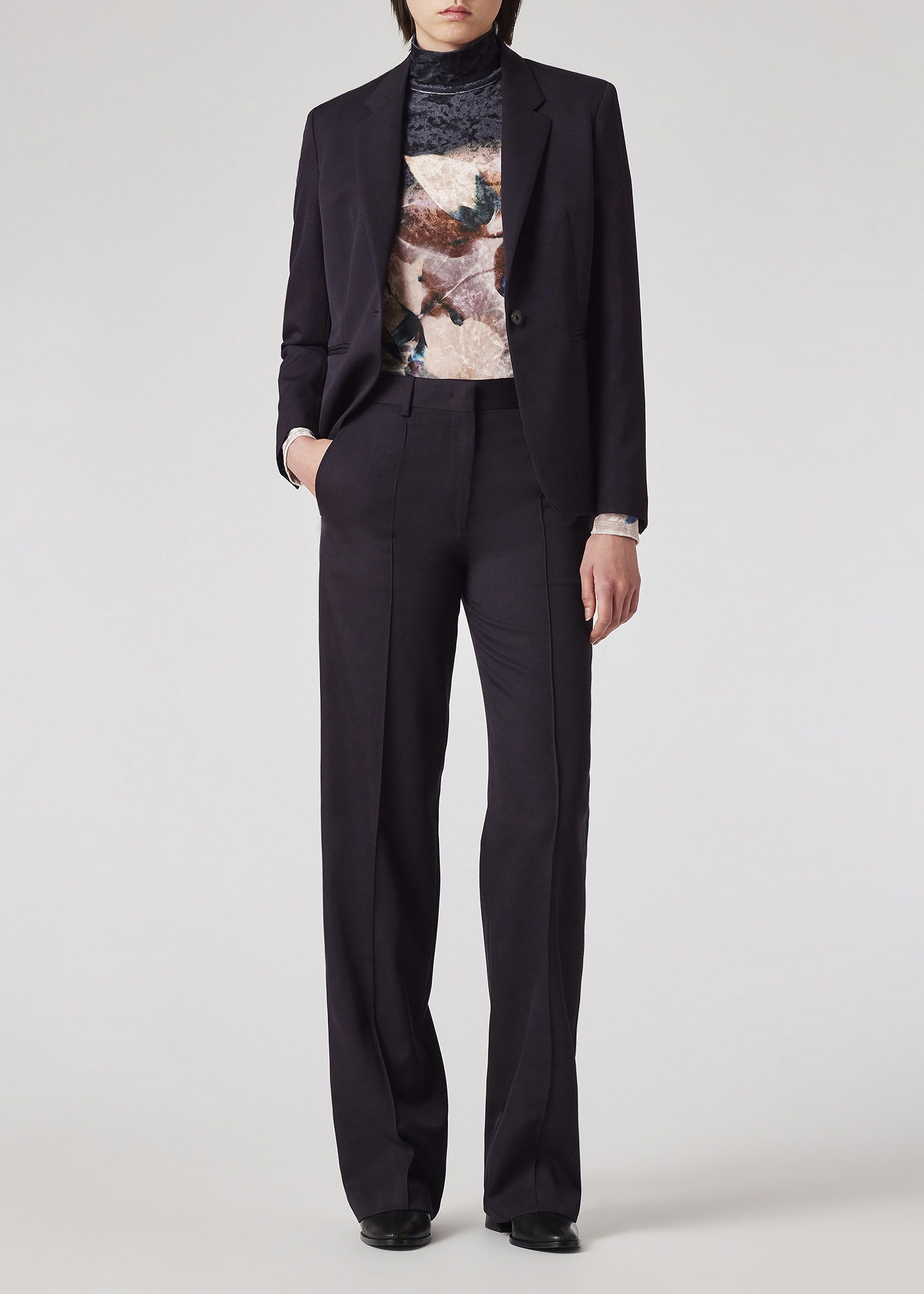 Women's Dark Purple Wool Gabardine Trousers - 5
