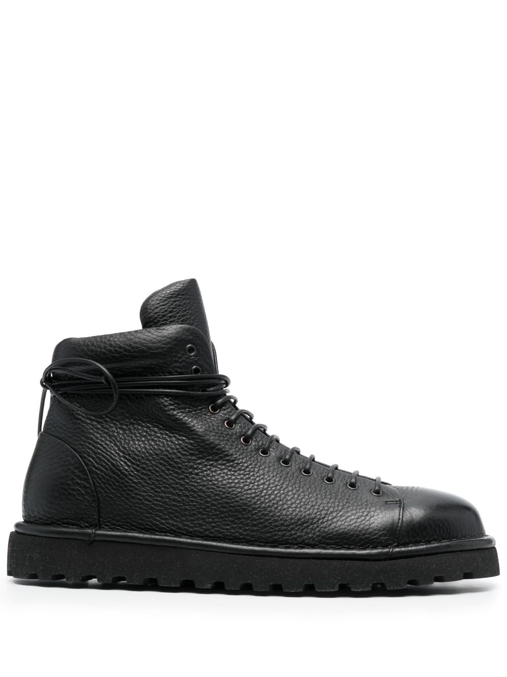 textured-finish round-toe boots - 1