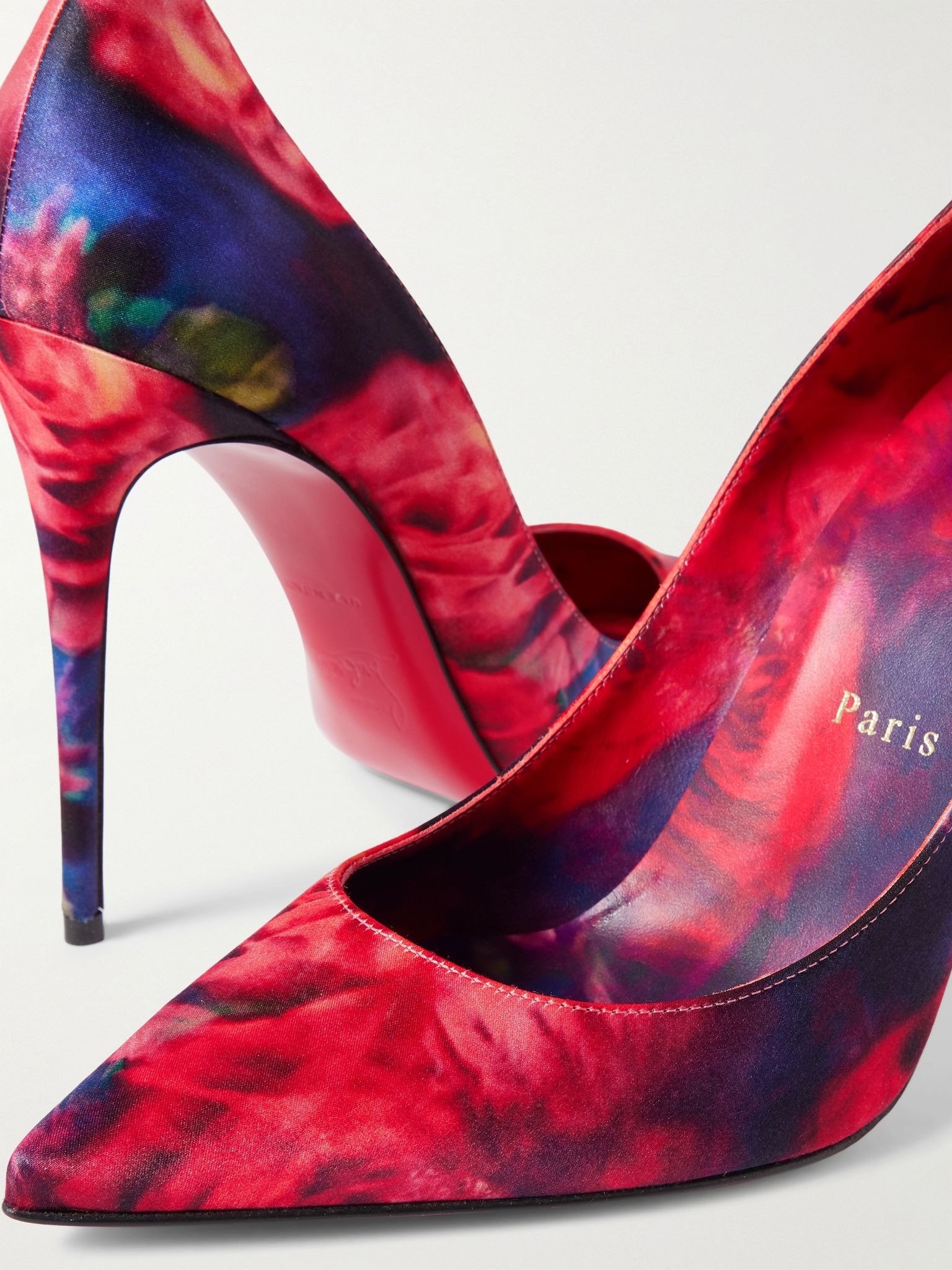 Kate 100 floral-print satin-crepe pumps Pink - 4