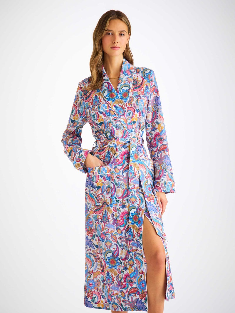 Women's Robe Cotton Batiste Multi Jungle Paisley Print - 3