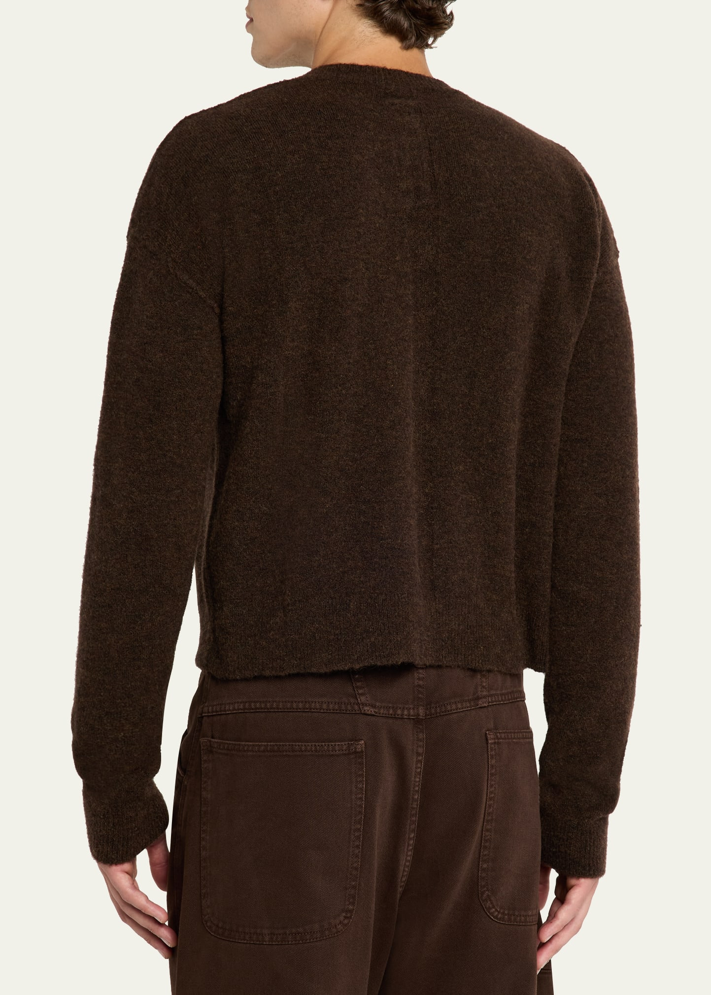 Men's Wool-Blend Cropped V-Neck Sweater - 3