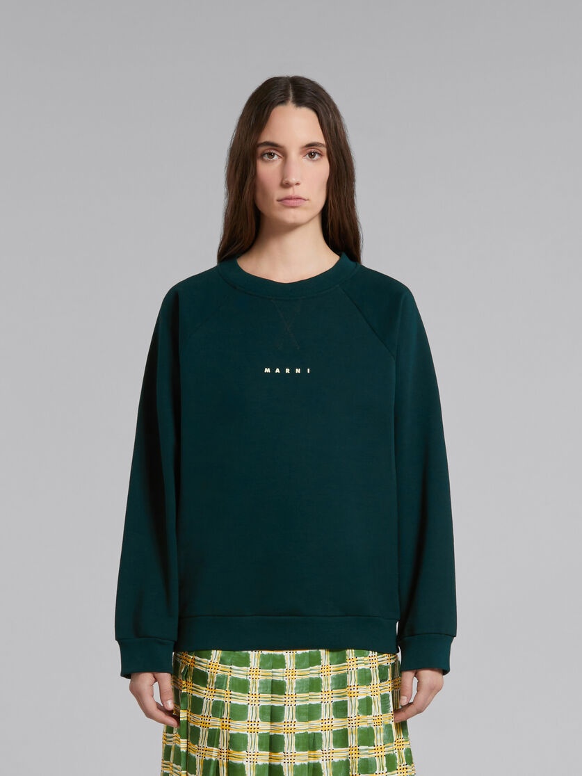 GREEN BIO COTTON SWEATSHIRT WITH MARNI LOGO - 2