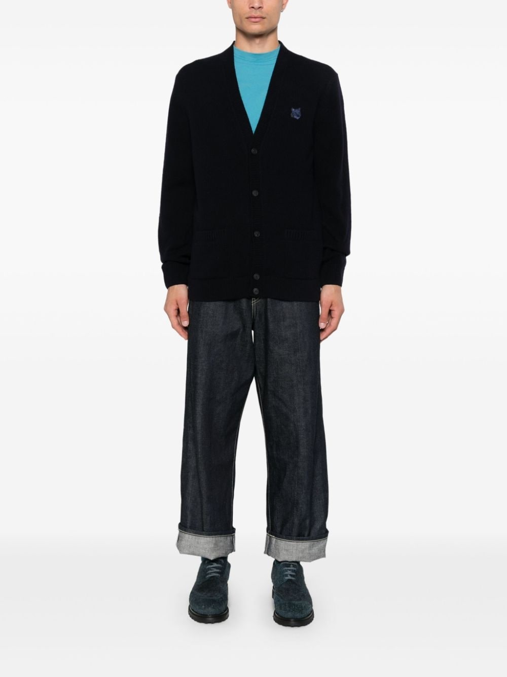 Bold Fox Head-patch cardigan - 2