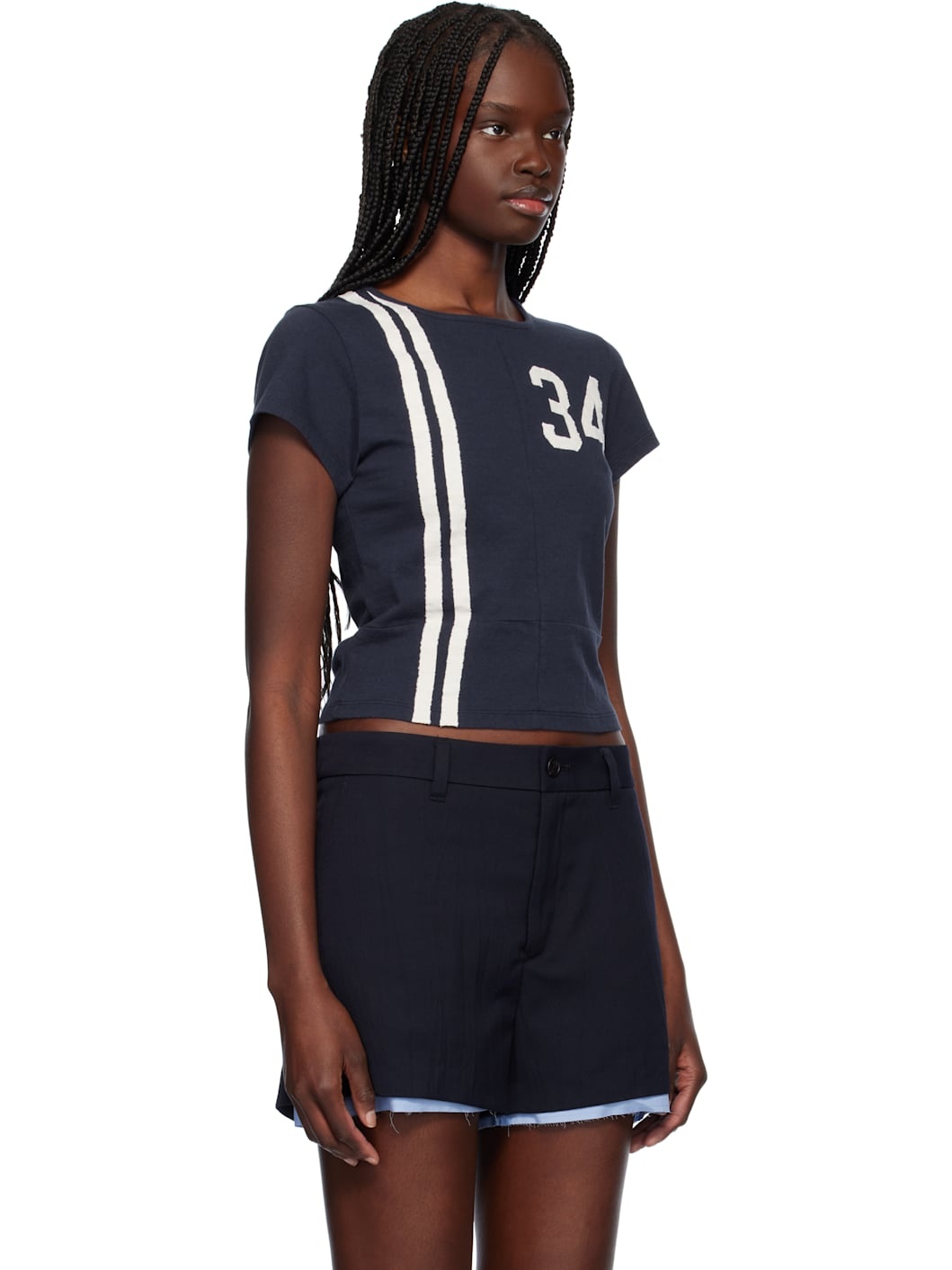 Navy Paneled Fitted T-shirt - 2