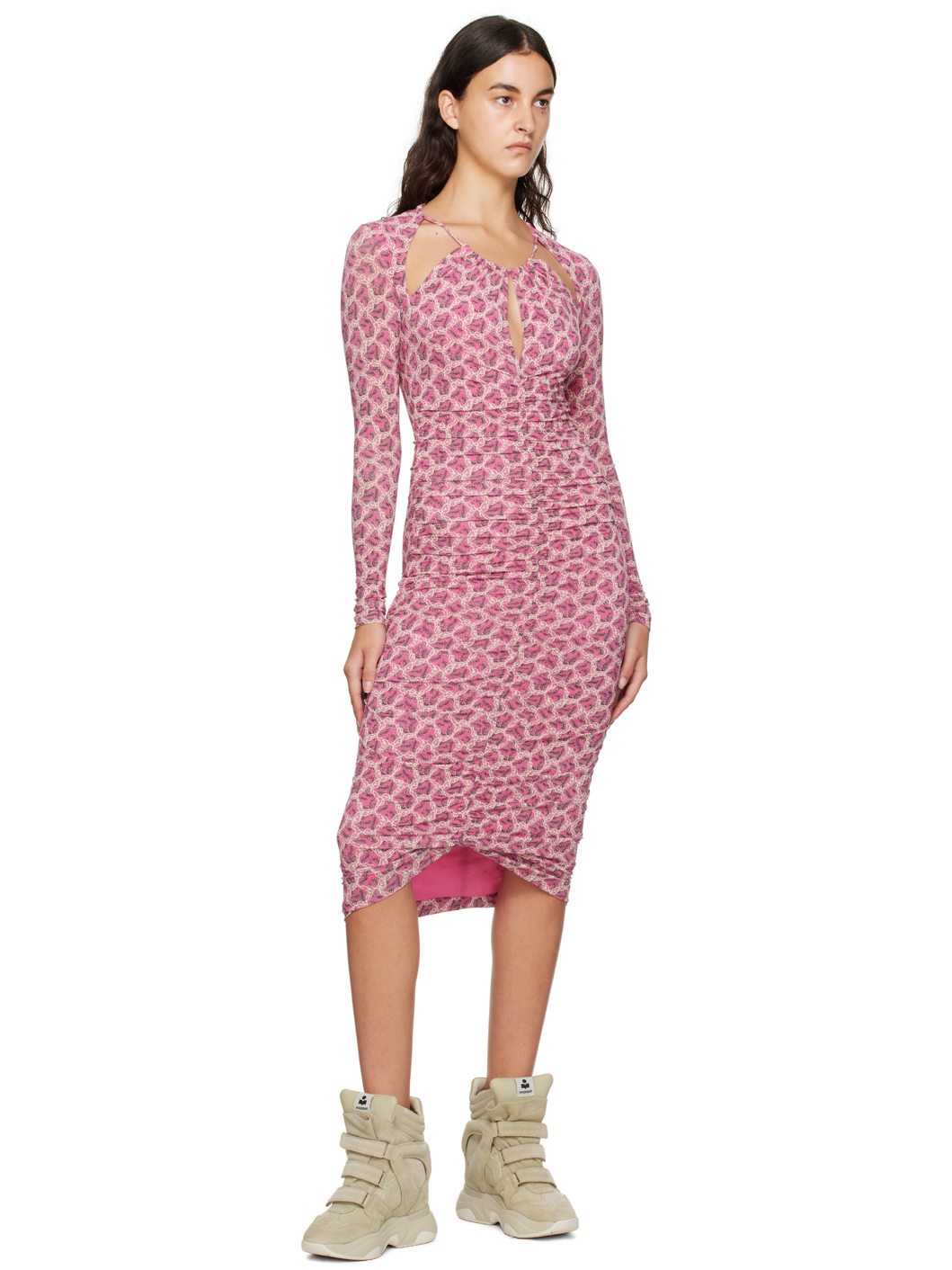 Pink Logane Midi Dress - 4