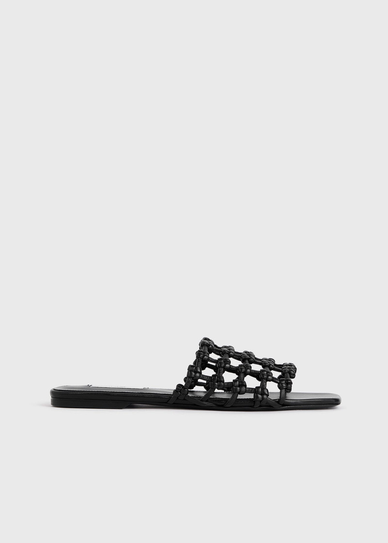 Braided-leather bandeau slides black 8