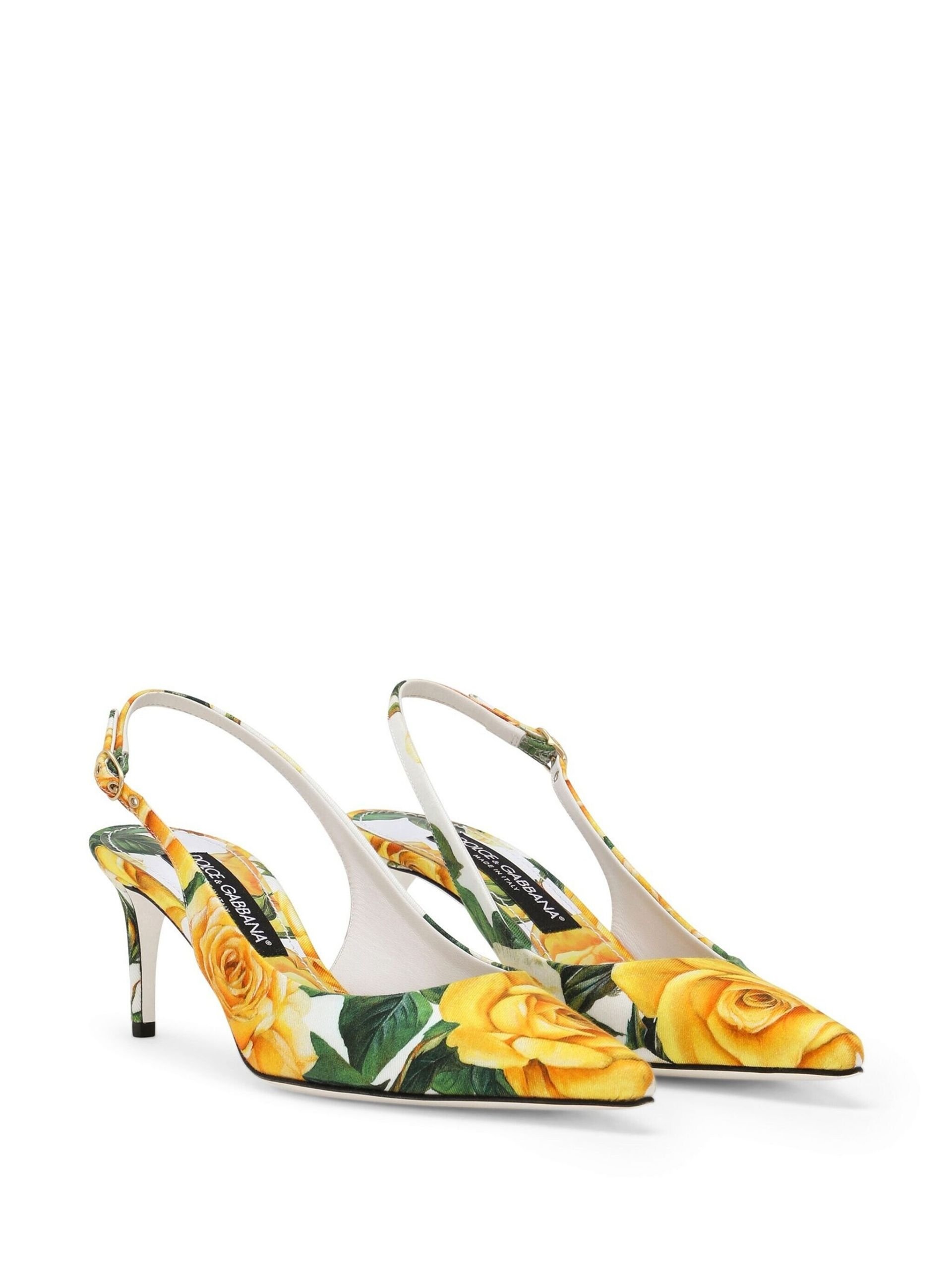 White rose-print 60 slingback pumps - 2