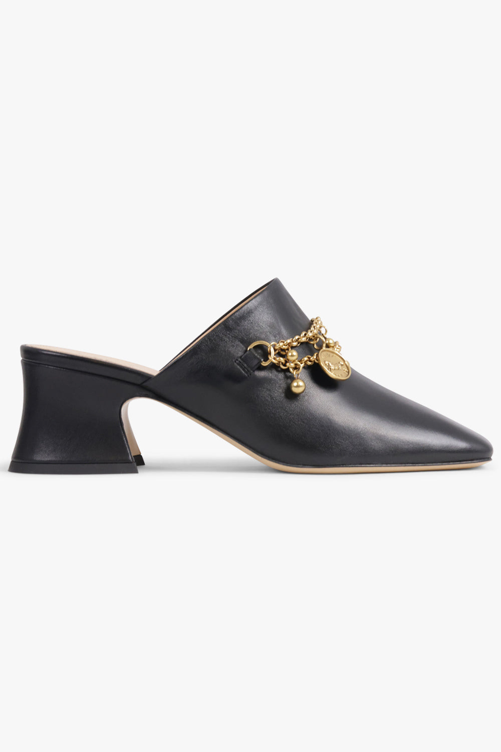 CHARM 55MM LOAFER MULE | BLACK/GOLD - 2