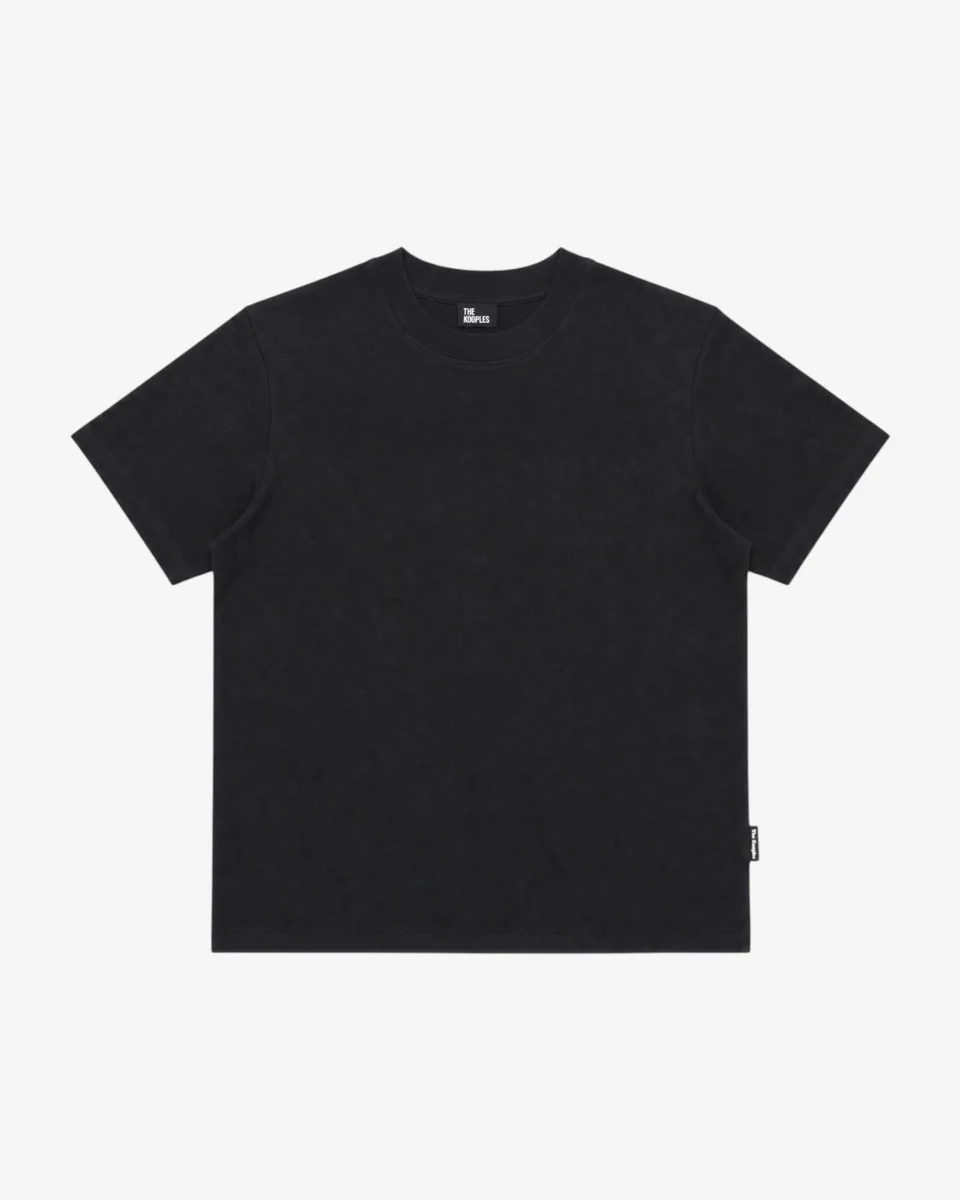 ROUND-NECK T-SHIRT IN BLACK COTTON - 1