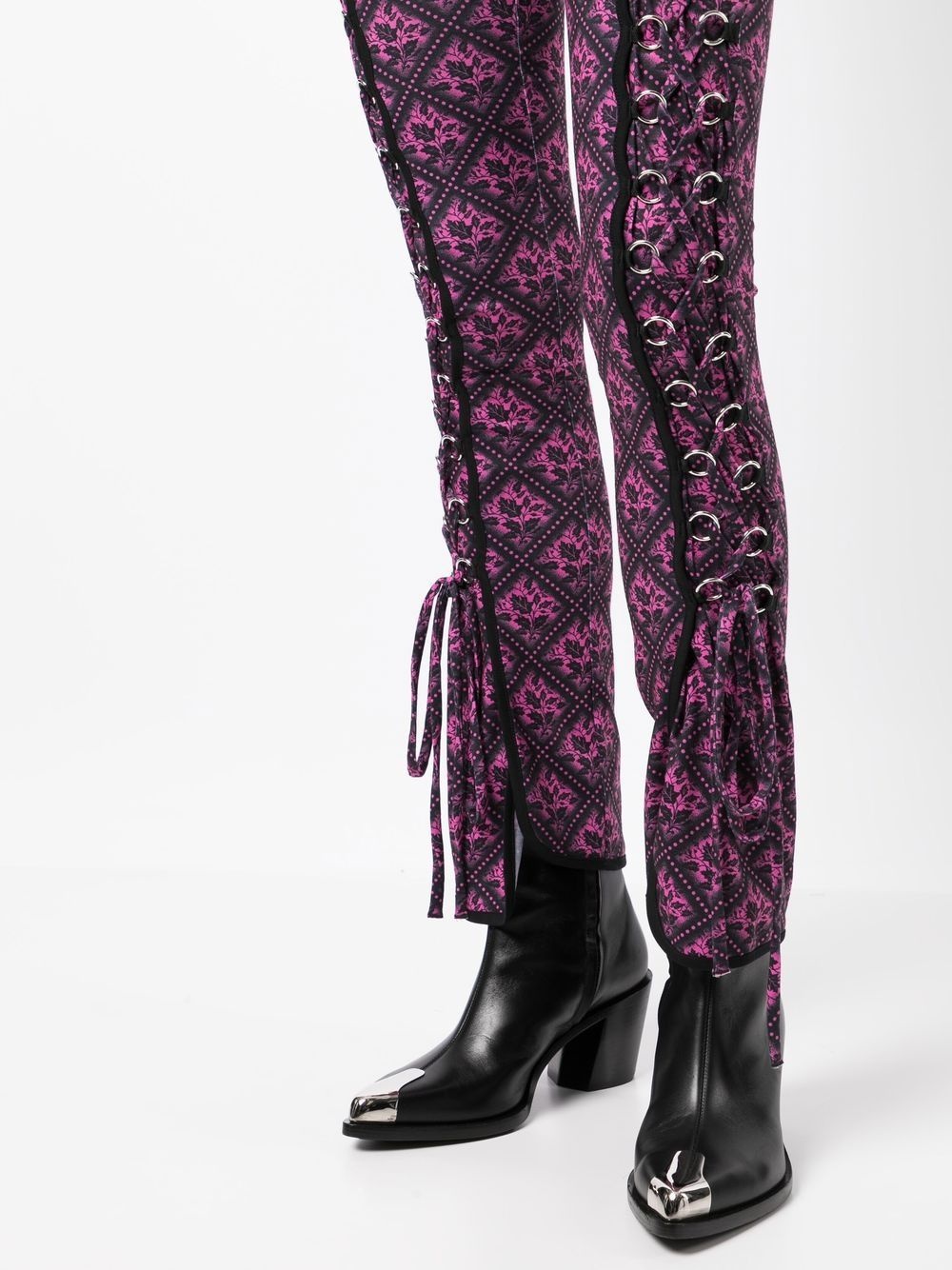 Gardenia print lace-up fasten leggings - 5