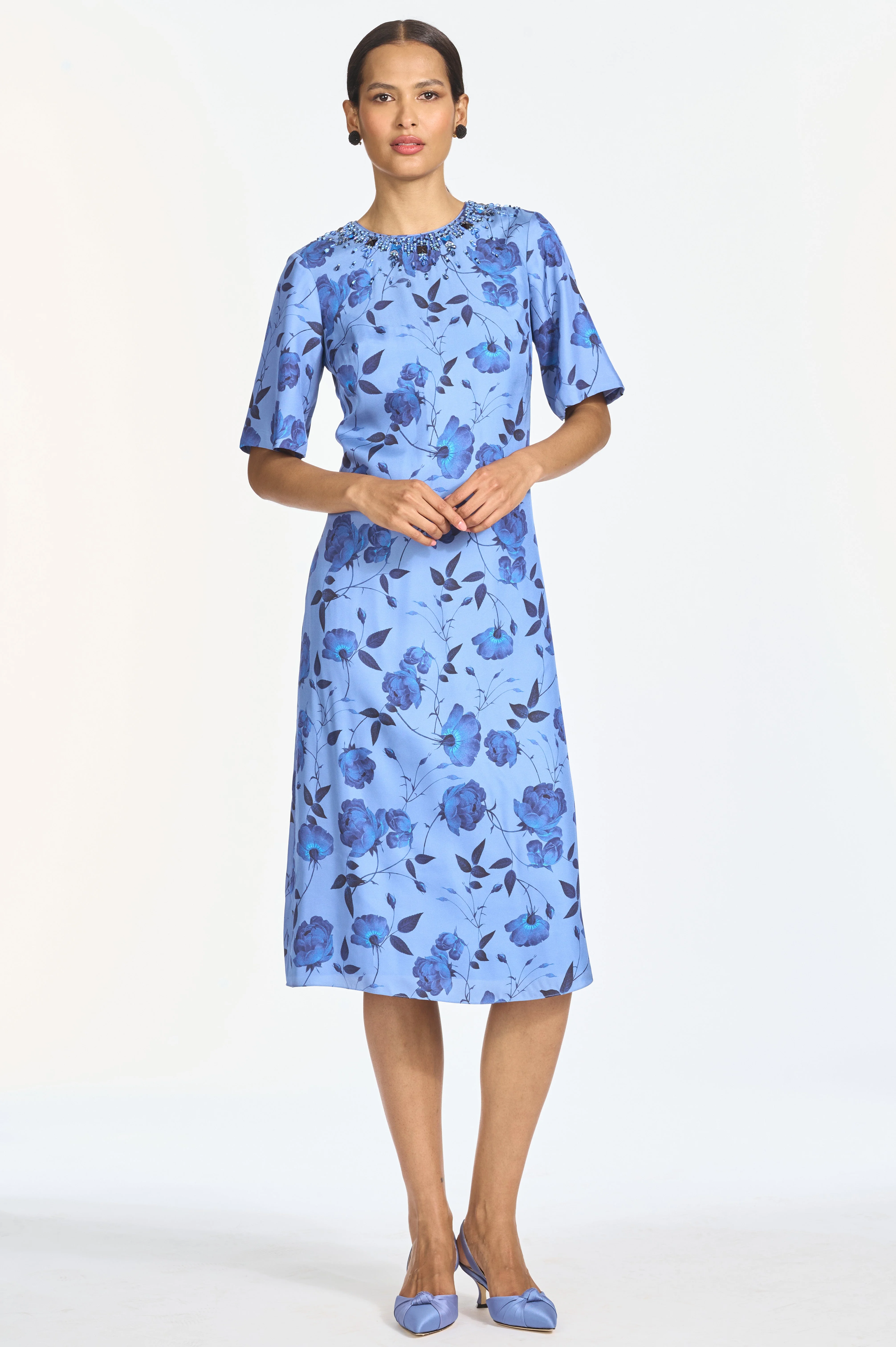EMBELLISHED LEMIE DRESS - WILD STEEL ROSES - 1