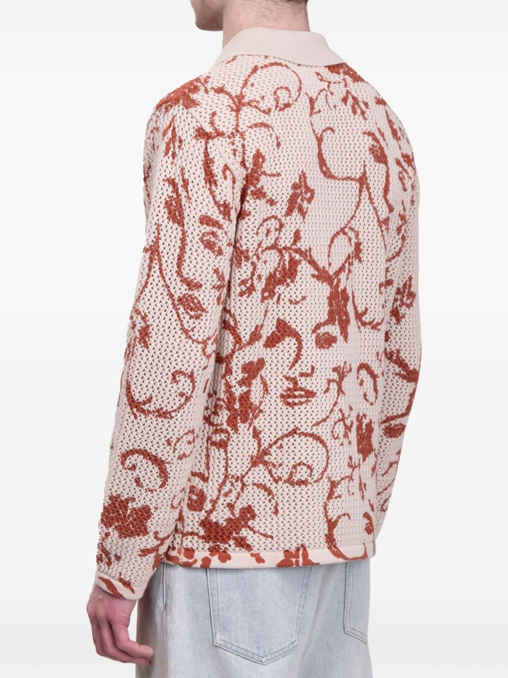floral open knit cardigan - 3