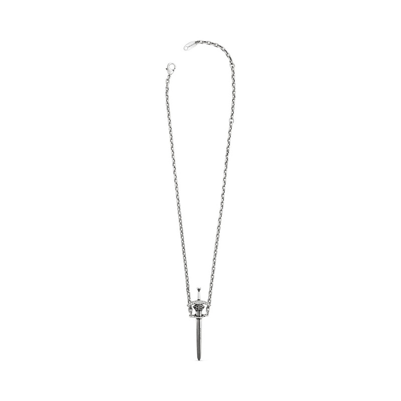 BALENCIAGA Goth Sword Necklace  in Antique Silver outlook