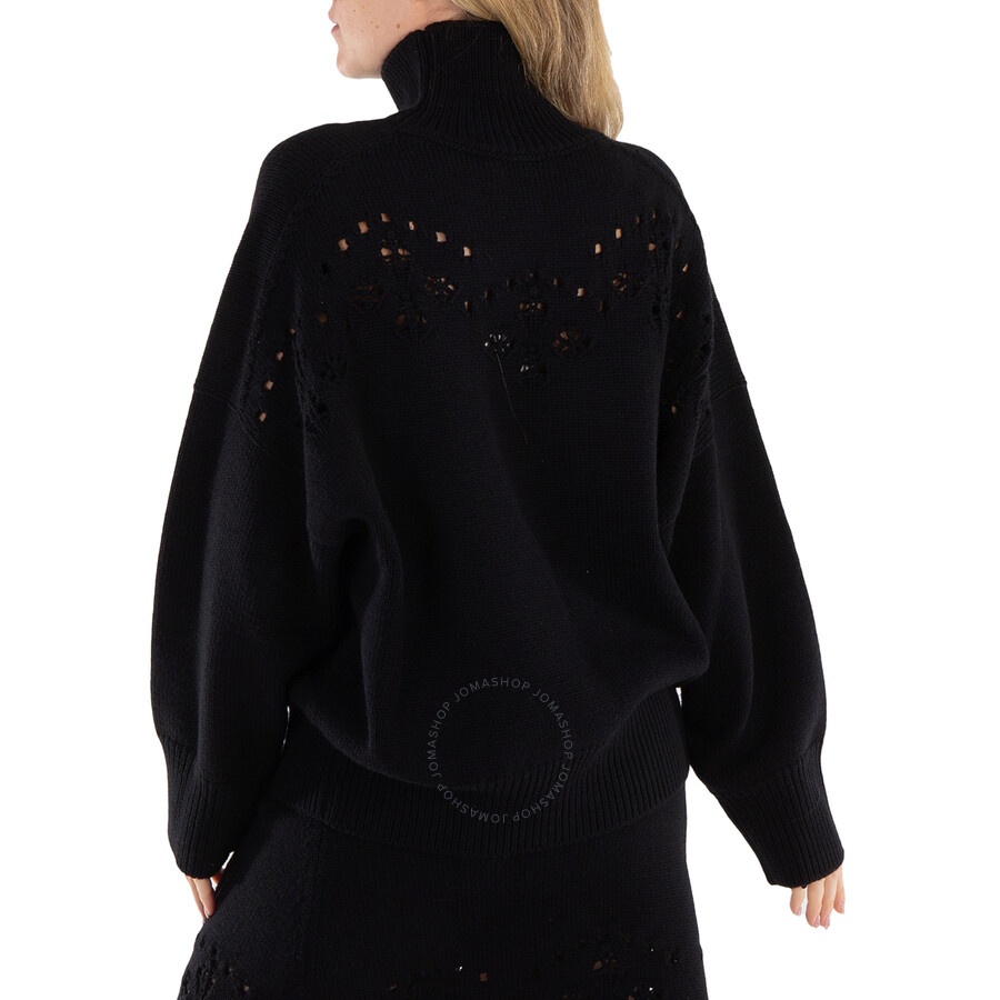 Chloe Ladies Black Pointelle-Knit Wool Jumper - 5